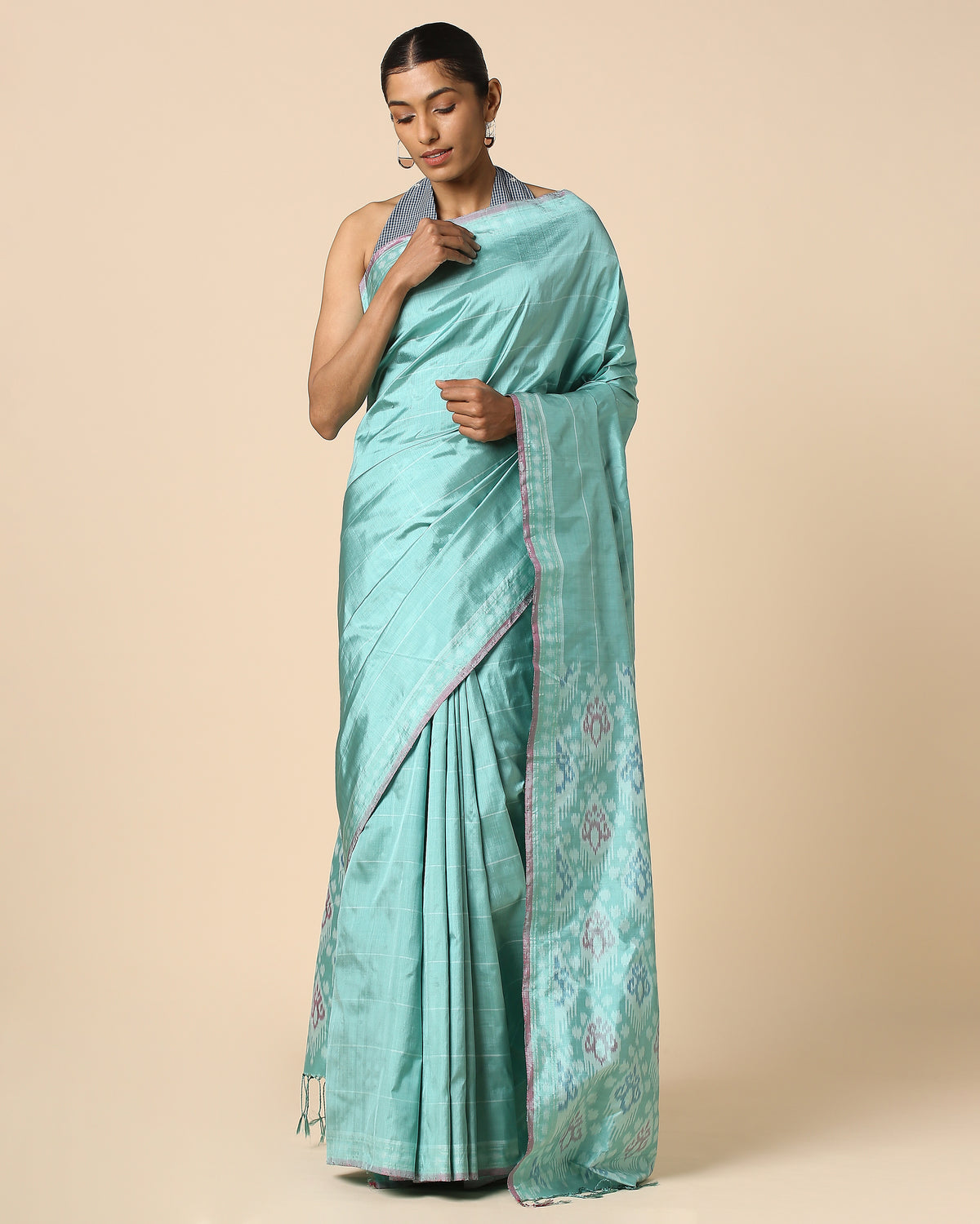 Gupila Pochampally Warp Ikat Silk Saree