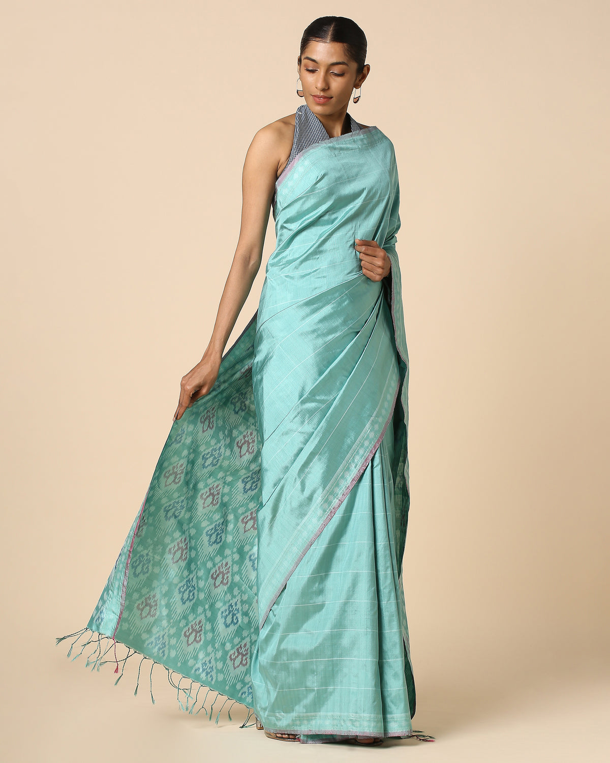 Gupila Pochampally Warp Ikat Silk Saree