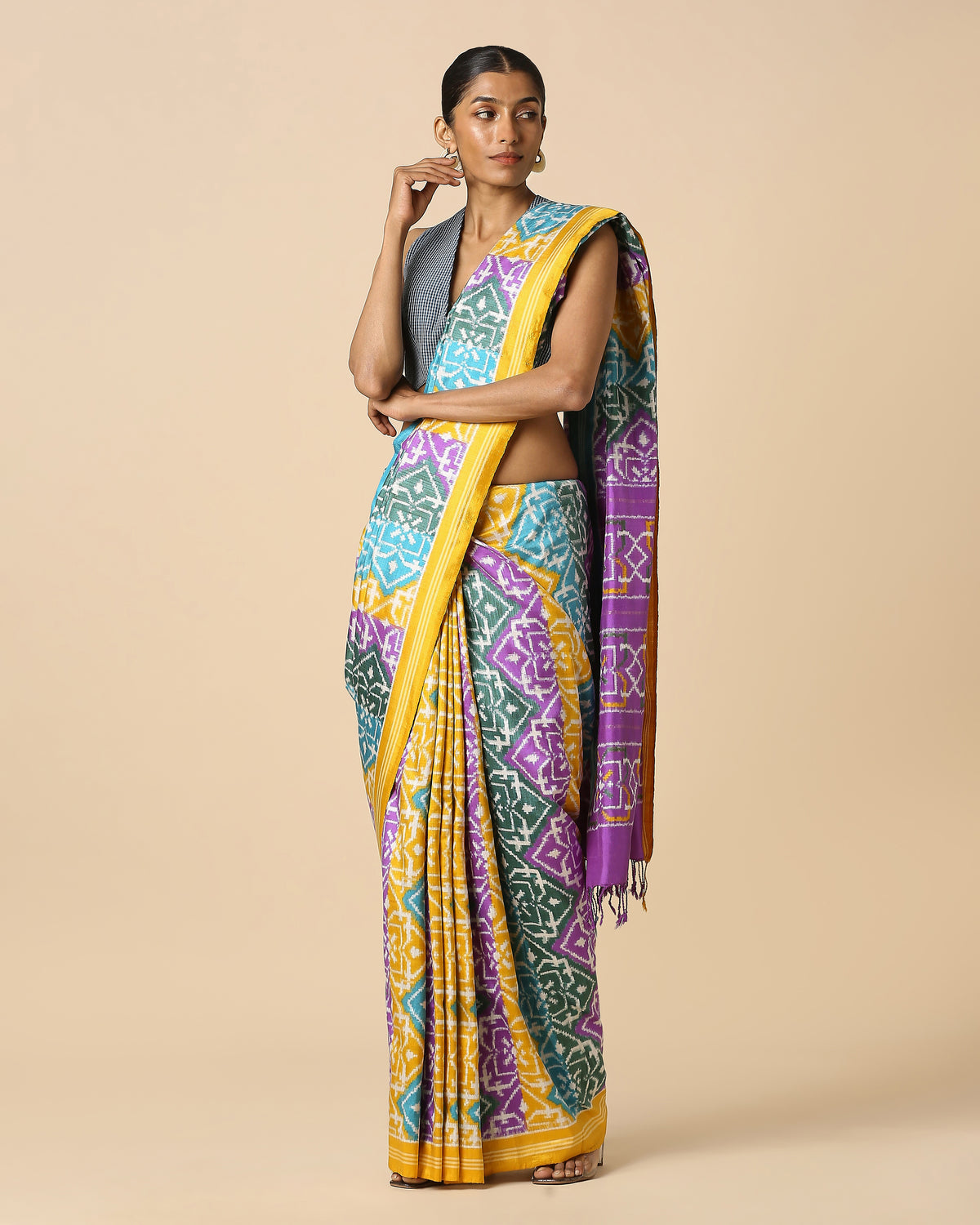 Shani Pochampally Double Ikat Silk Saree