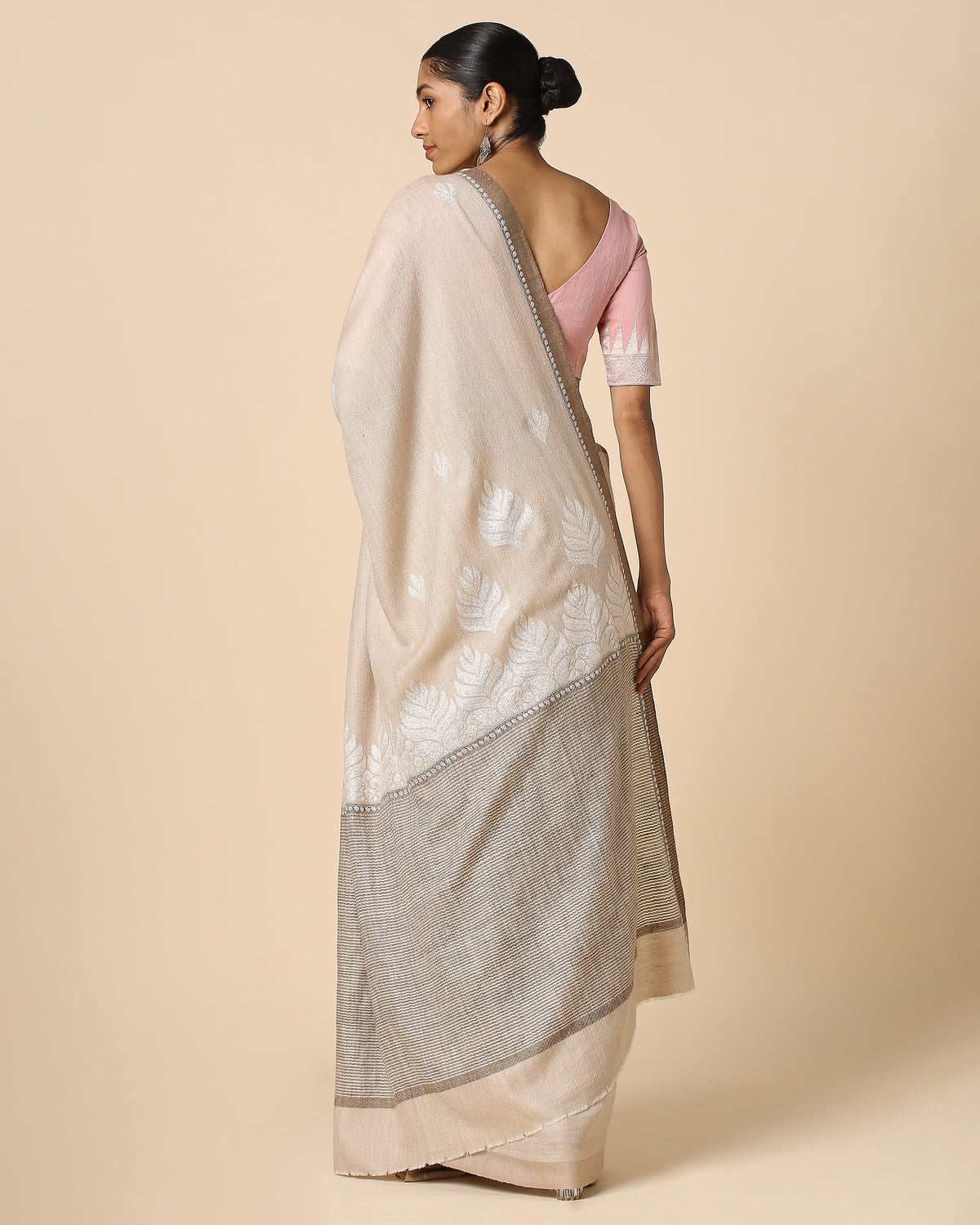 Mahreen Kashmir Sozni Embroidery Pashmina Saree