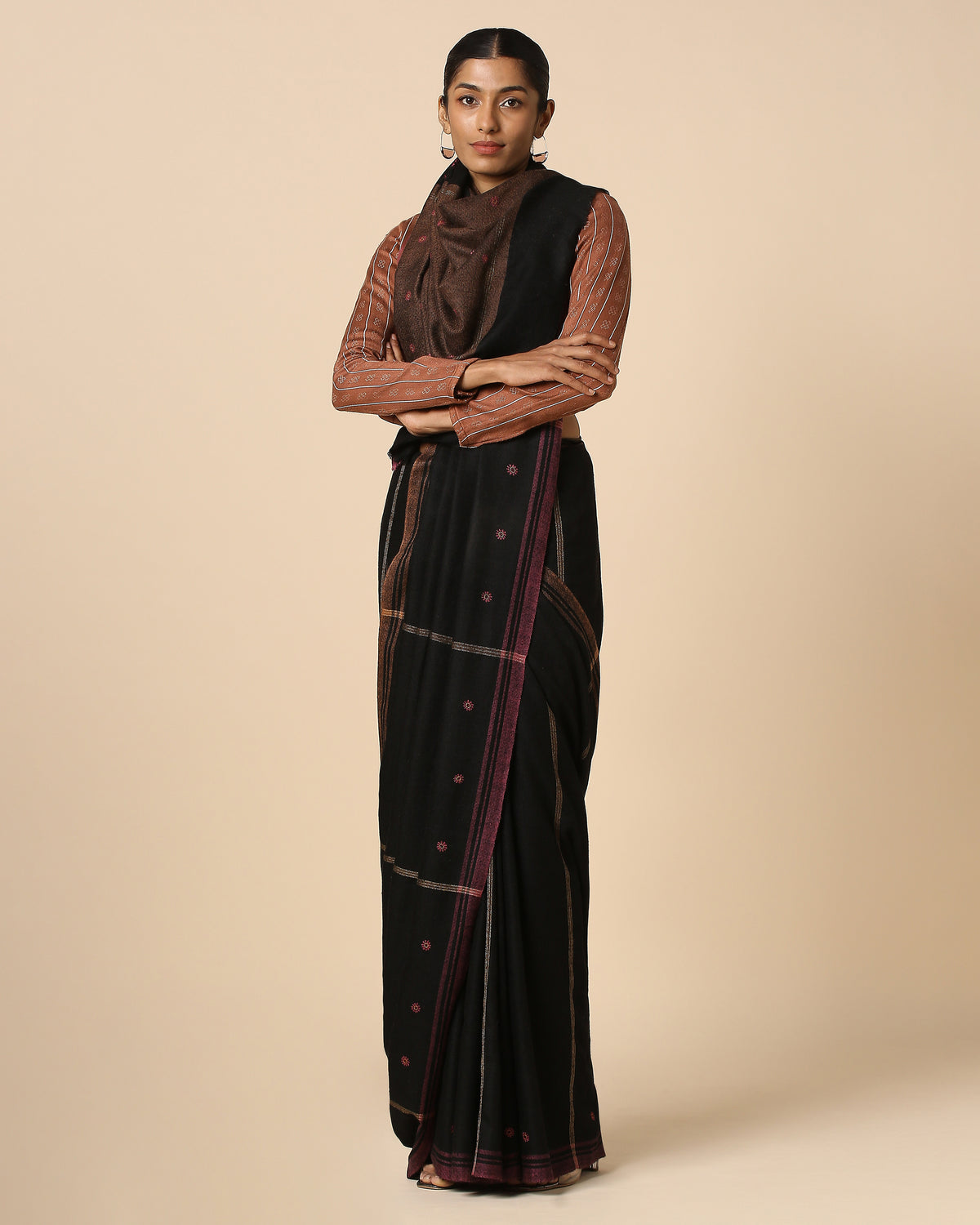 Anabia Kashmir Sozni Embroidery Pashmina Saree