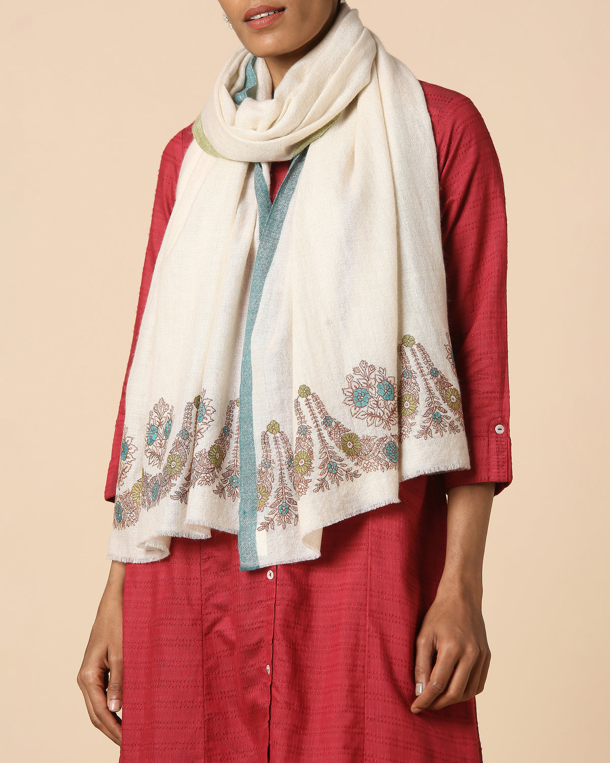 Roush Kashmir Sozni Embroidery Pashmina Stole