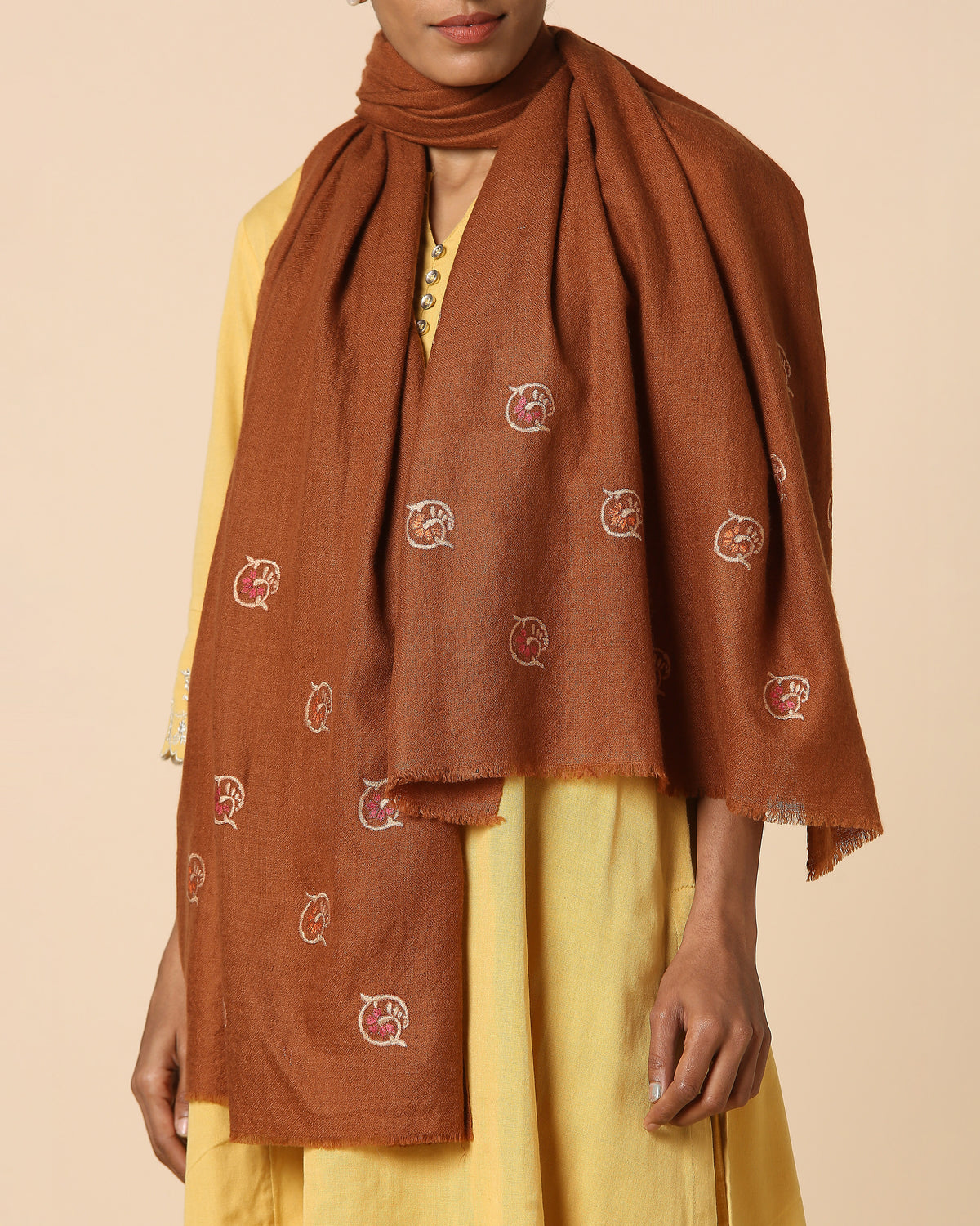 Nazma Kashmir Sozni Embroidery Pashmina Stole