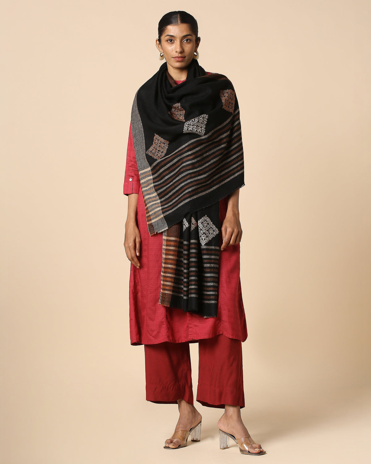 Fiyan Kashmir Sozni Embroidery Pashmina Stole