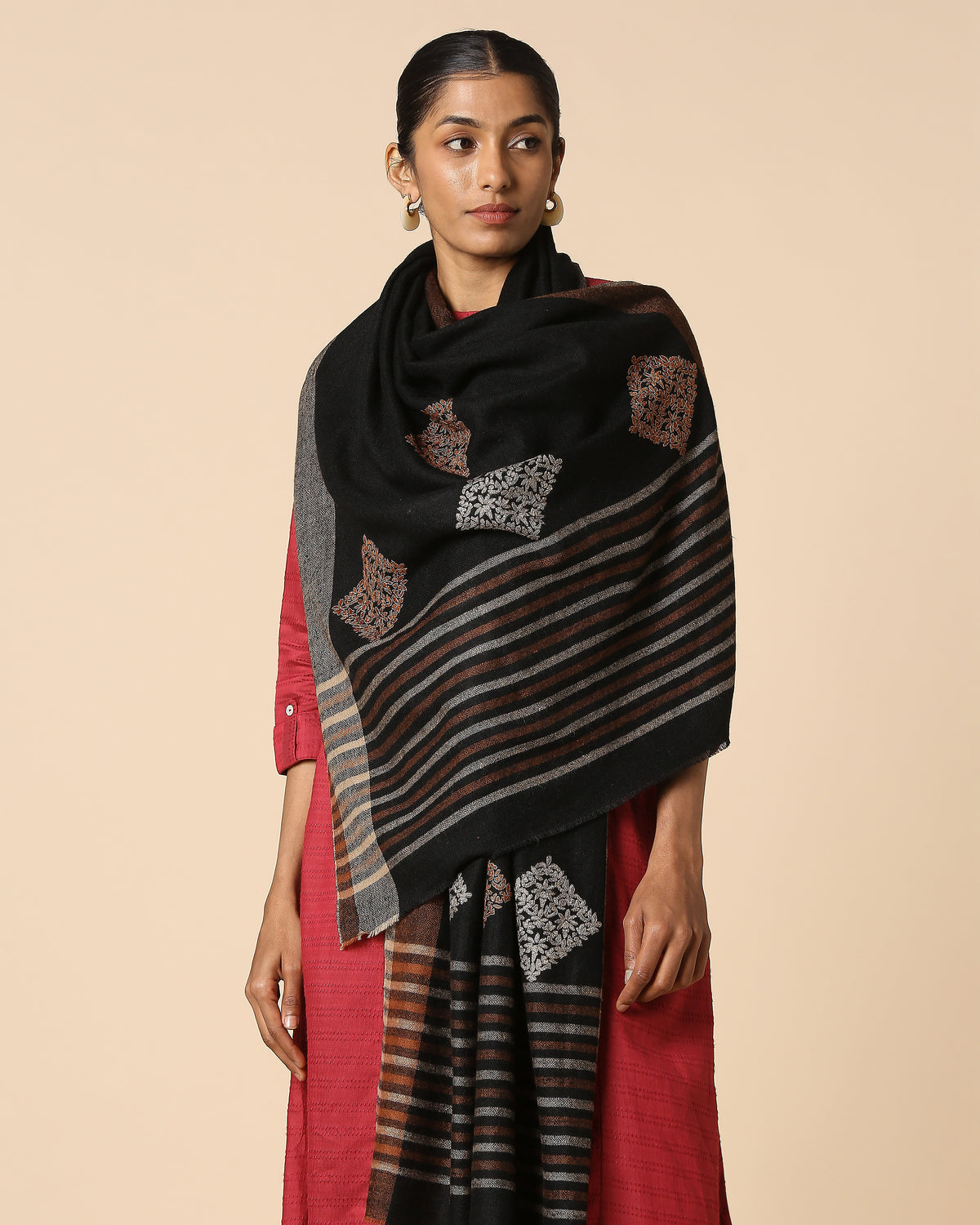 Fiyan Kashmir Sozni Embroidery Pashmina Stole