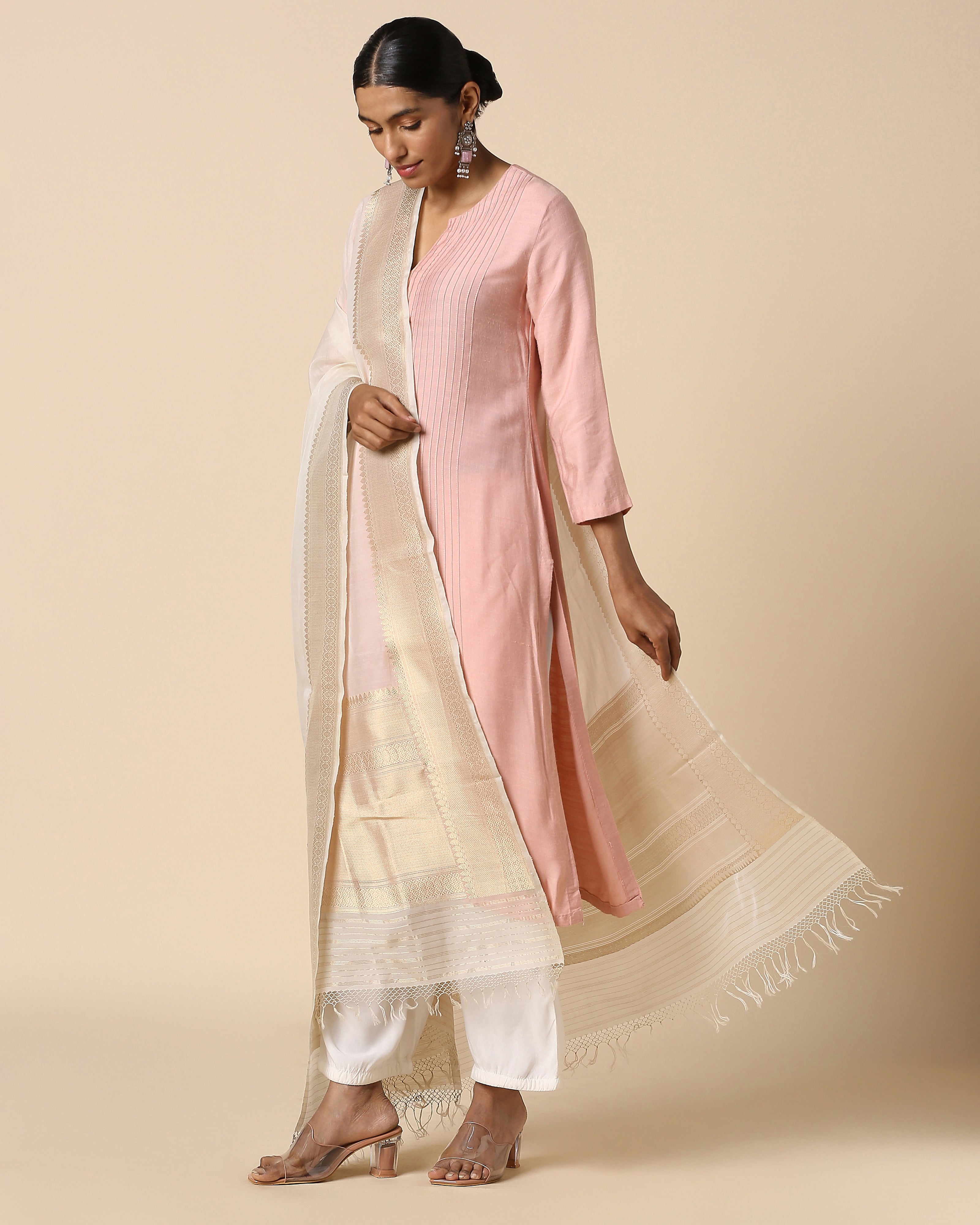 Alayna Banarasi Kadwa Silk Cotton Dupatta