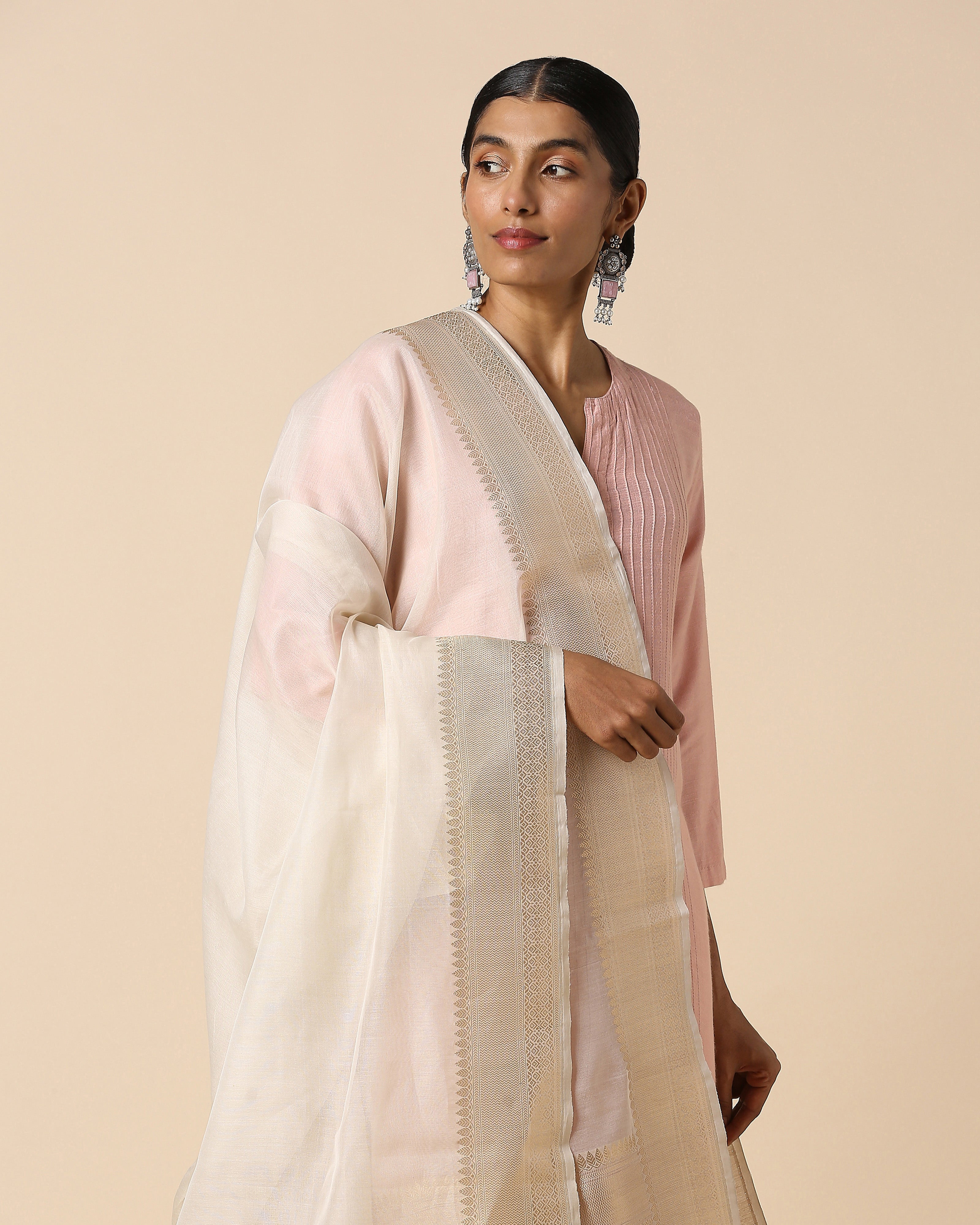 Alayna Banarasi Kadwa Silk Cotton Dupatta