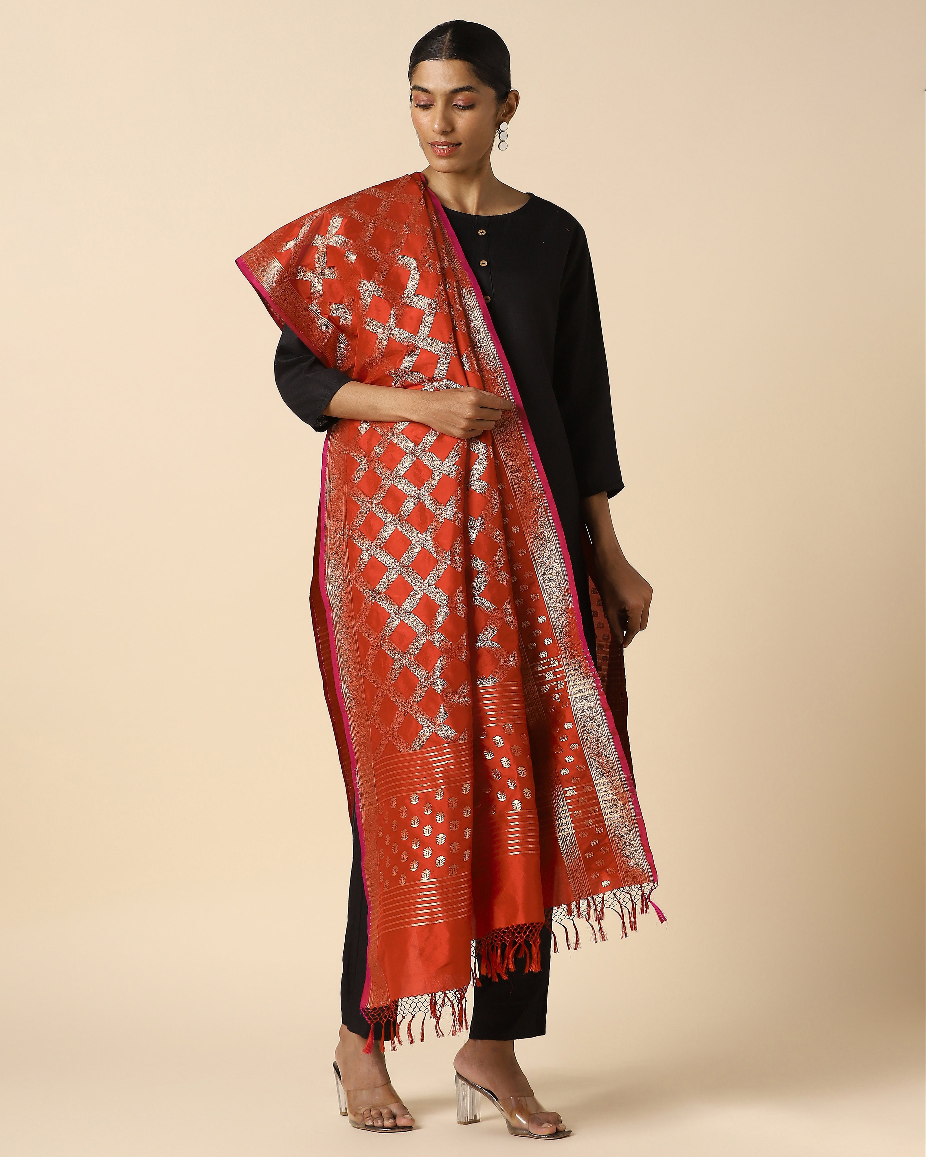 Hilda Banarasi Cutwork Silk Dupatta