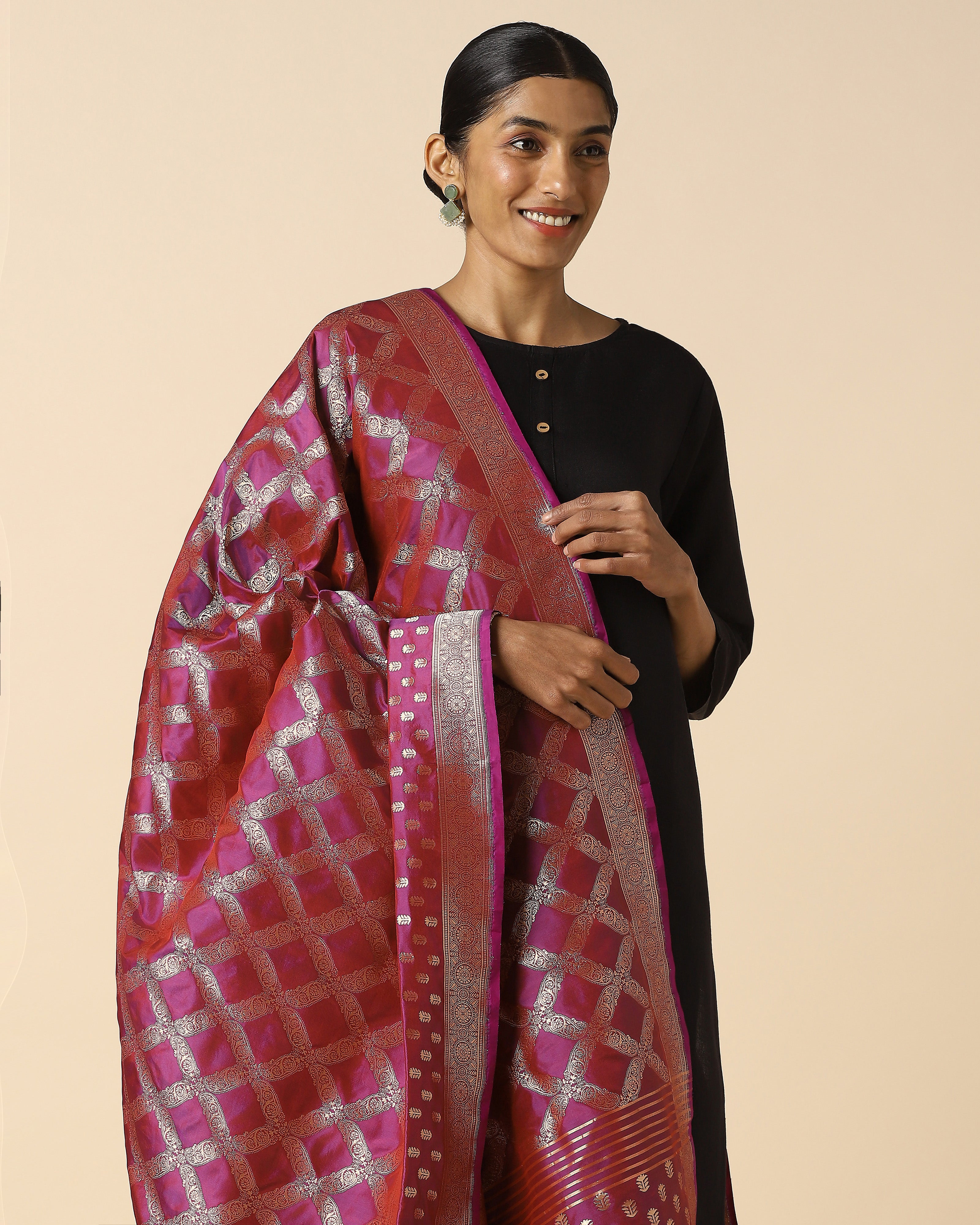 Hilda Banarasi Cutwork Silk Dupatta