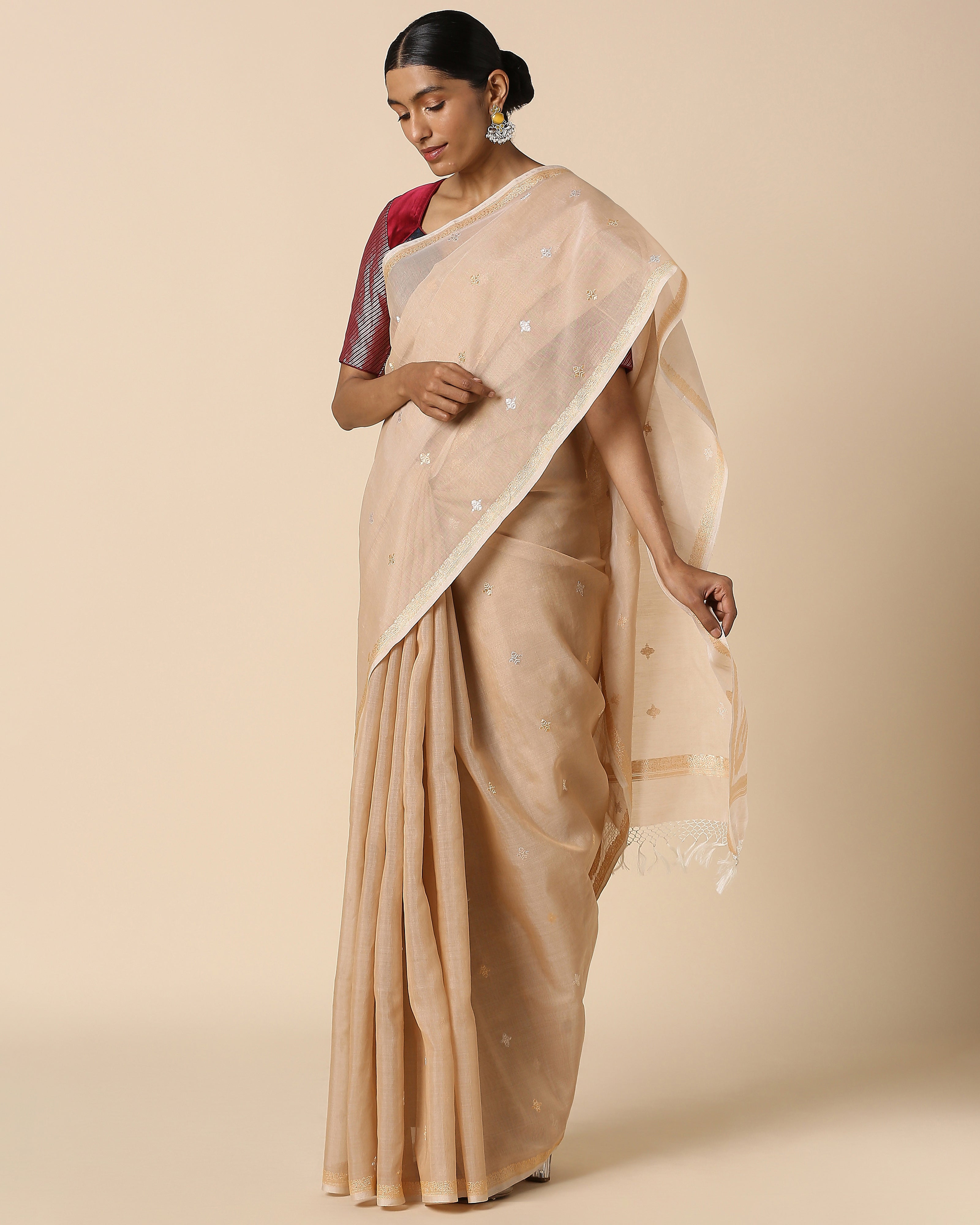 Saumya Banarasi Kadwa Brown Cotton Saree