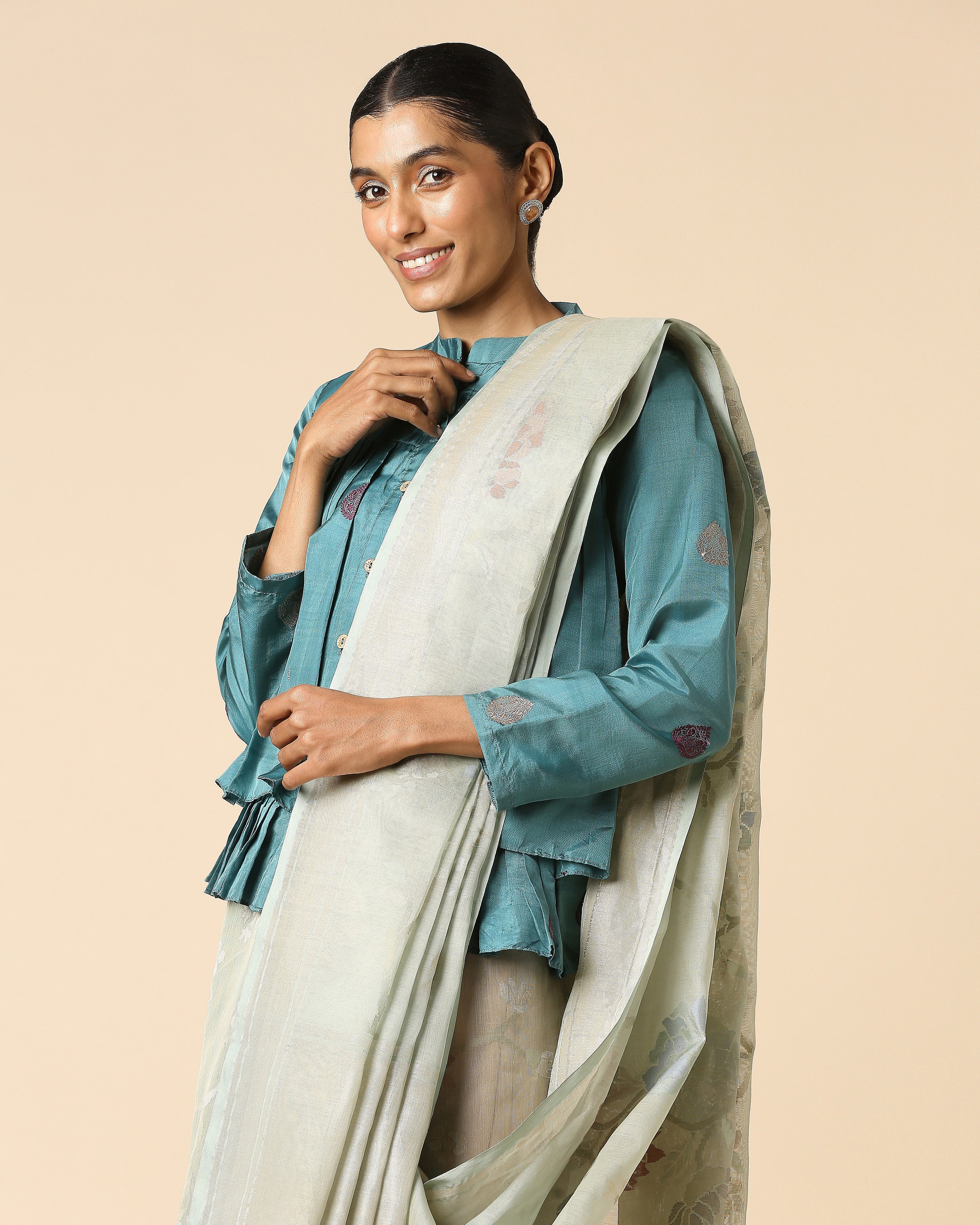 Madhul Banarasi Jamdani Silk Cotton Saree