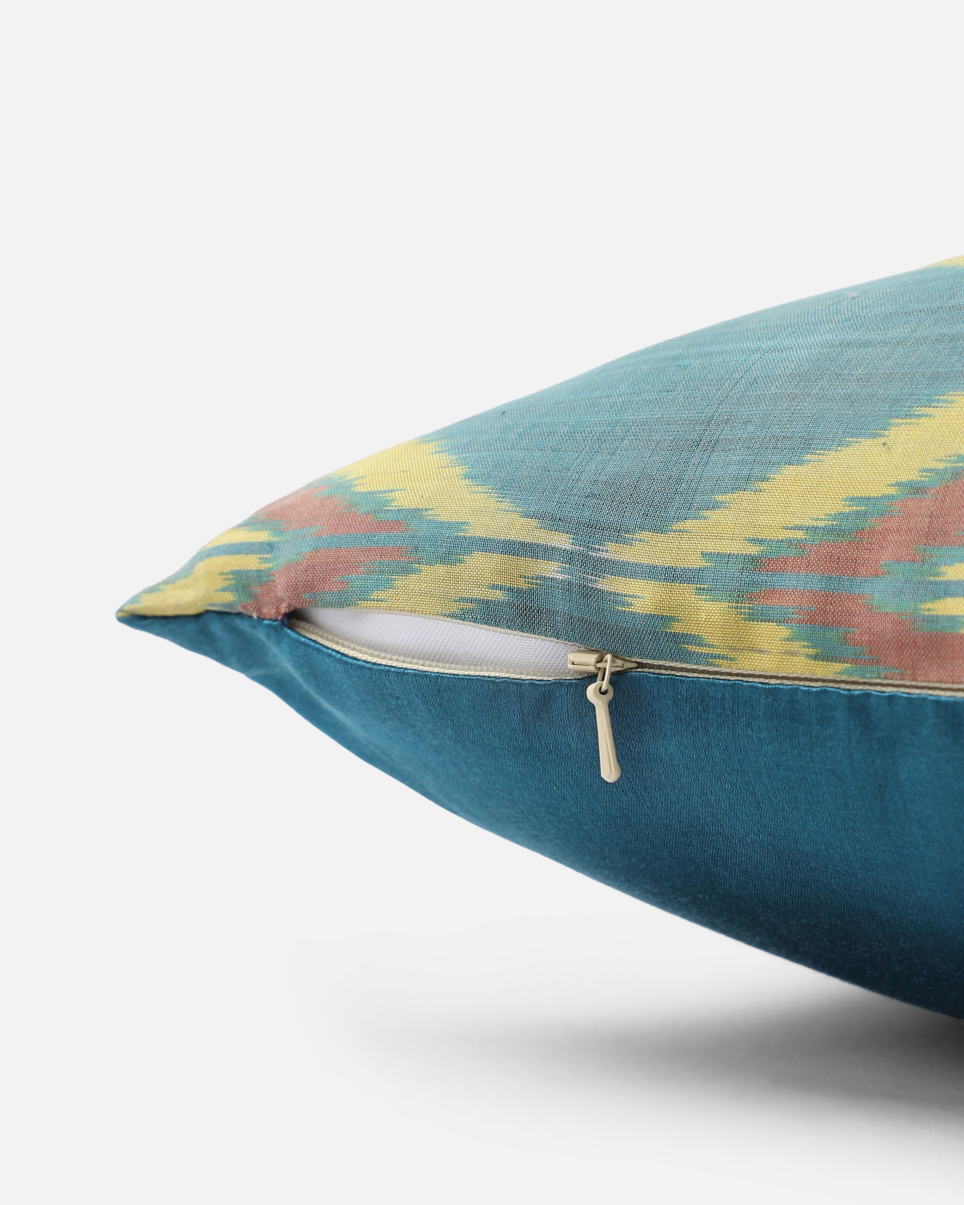 Pallava Pochampally Weft Ikat Cotton Silk Cushion Cover