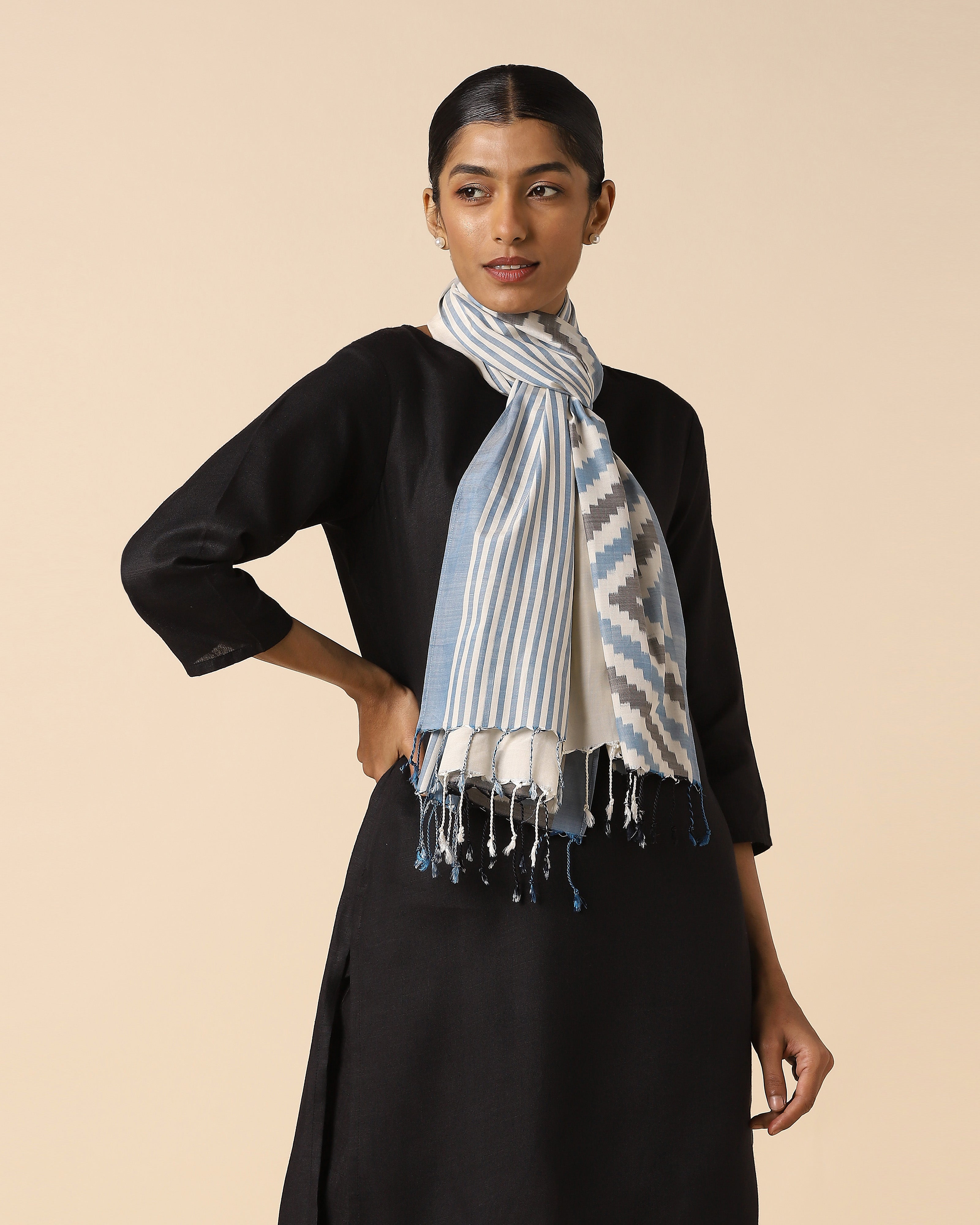 Amaha Pochampally Warp Ikat Silk Cotton Stole