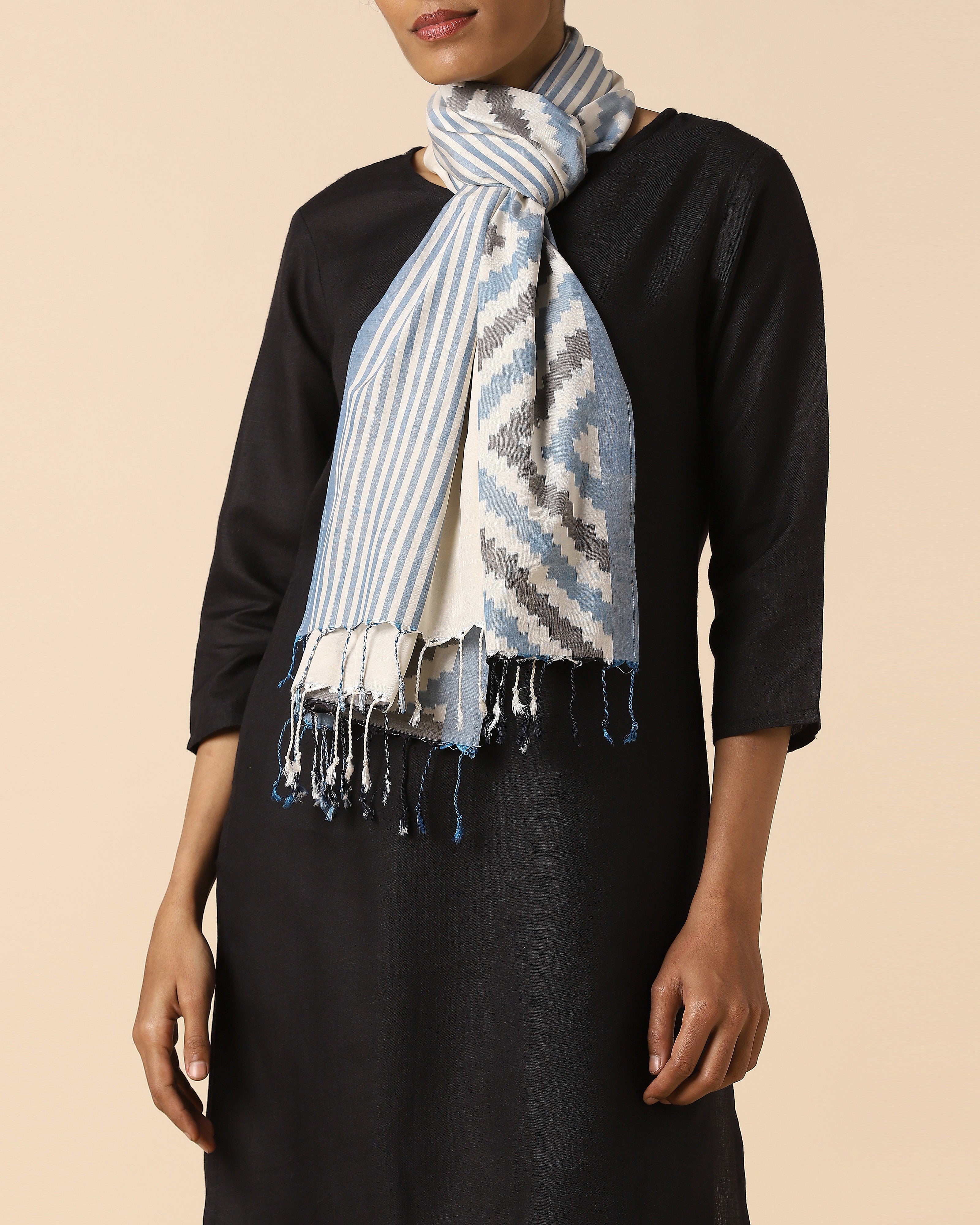 Amaha Pochampally Warp Ikat Silk Cotton Stole