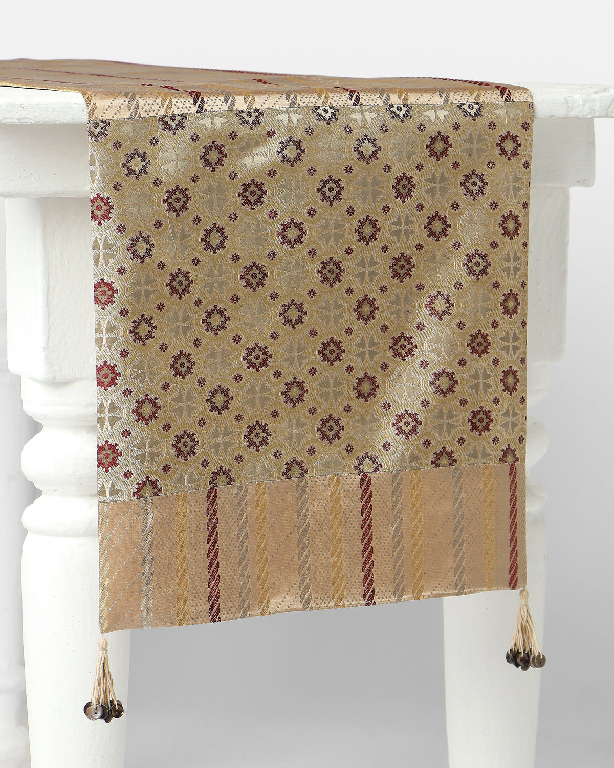 Auron Banarasi Tanchoi Silk Table Runner