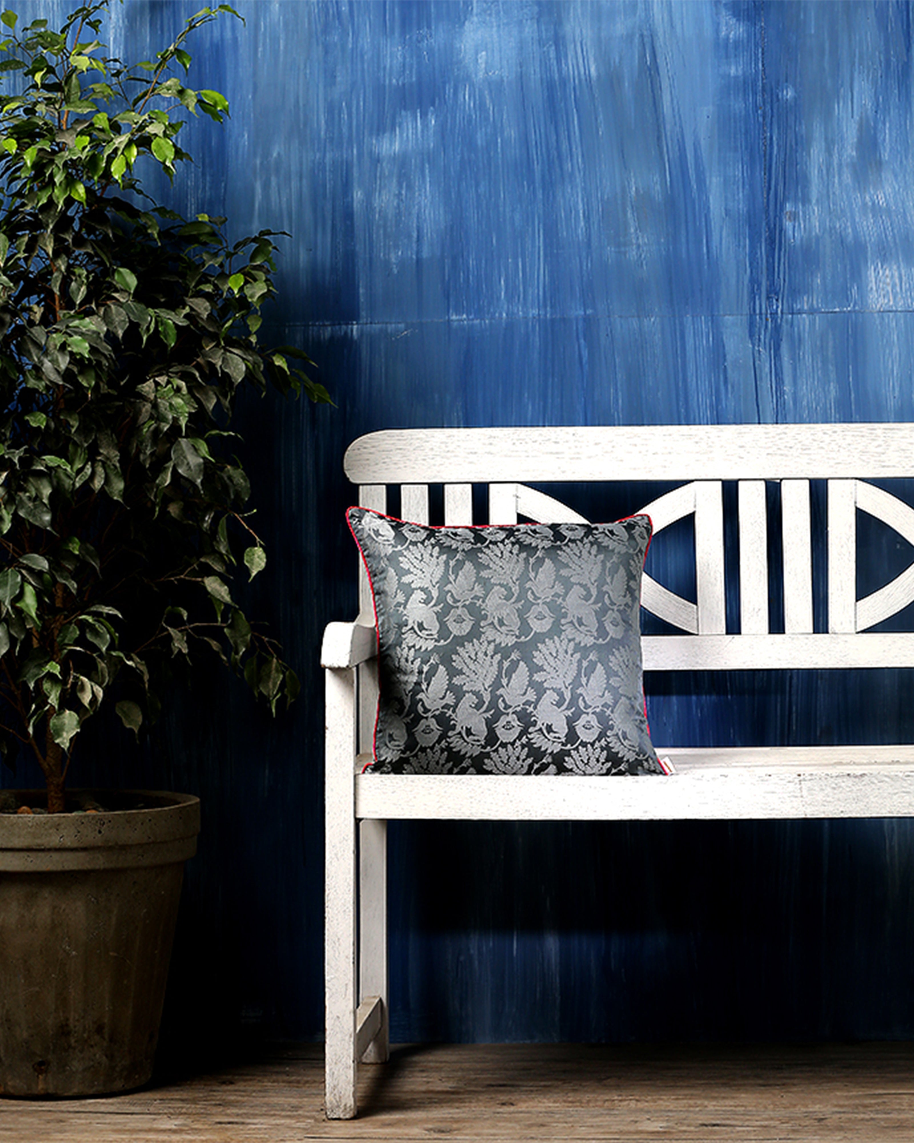 Forest Banarasi Satin Brocade Silk Cushion Cover