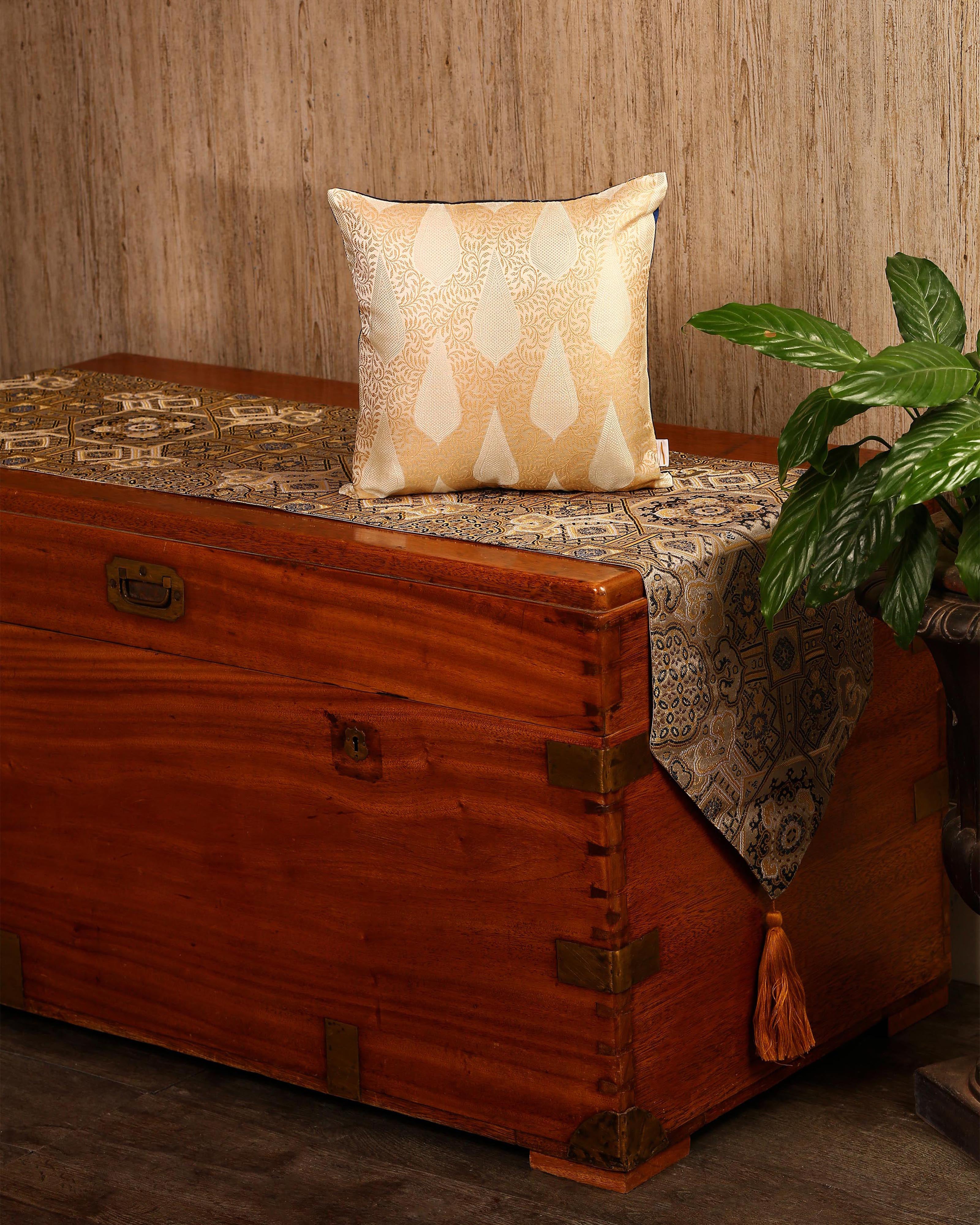 Cypress Banarasi Satin Brocade Silk Cushion Cover