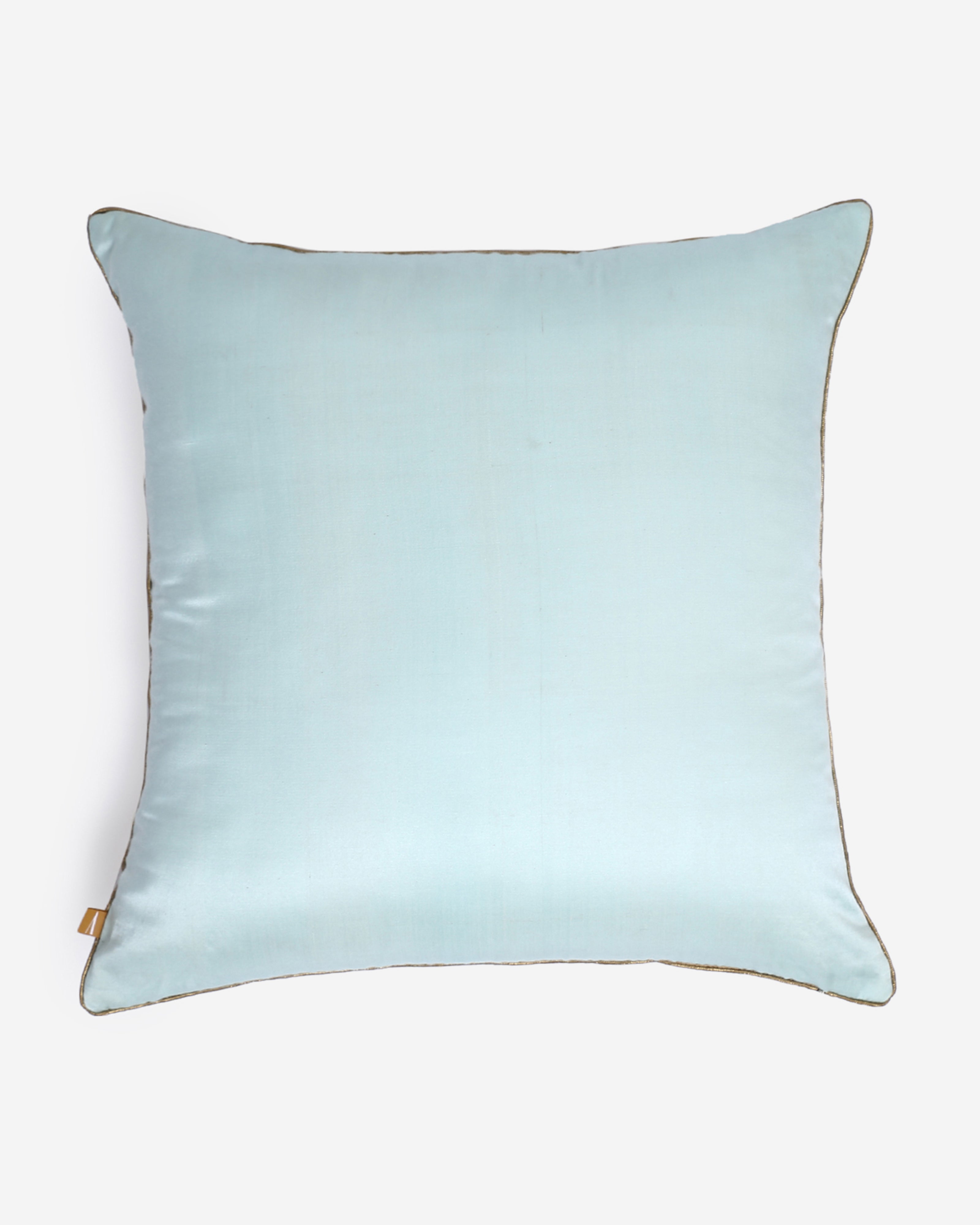 Azulejos Banarasi Satin Brocade Silk Cotton Cushion Cover