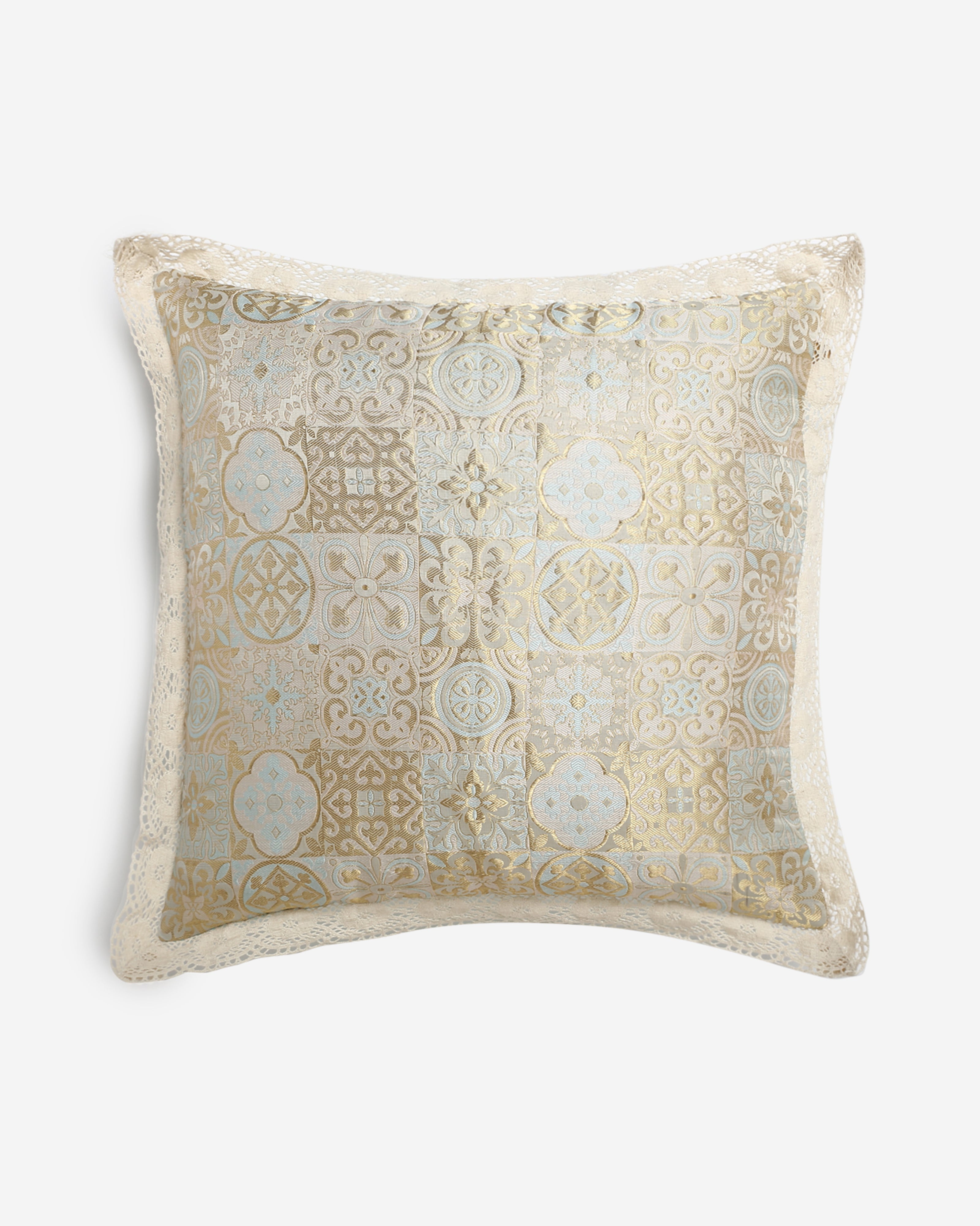 Mora Banarasi Satin Brocade Silk Cotton Cushion Cover