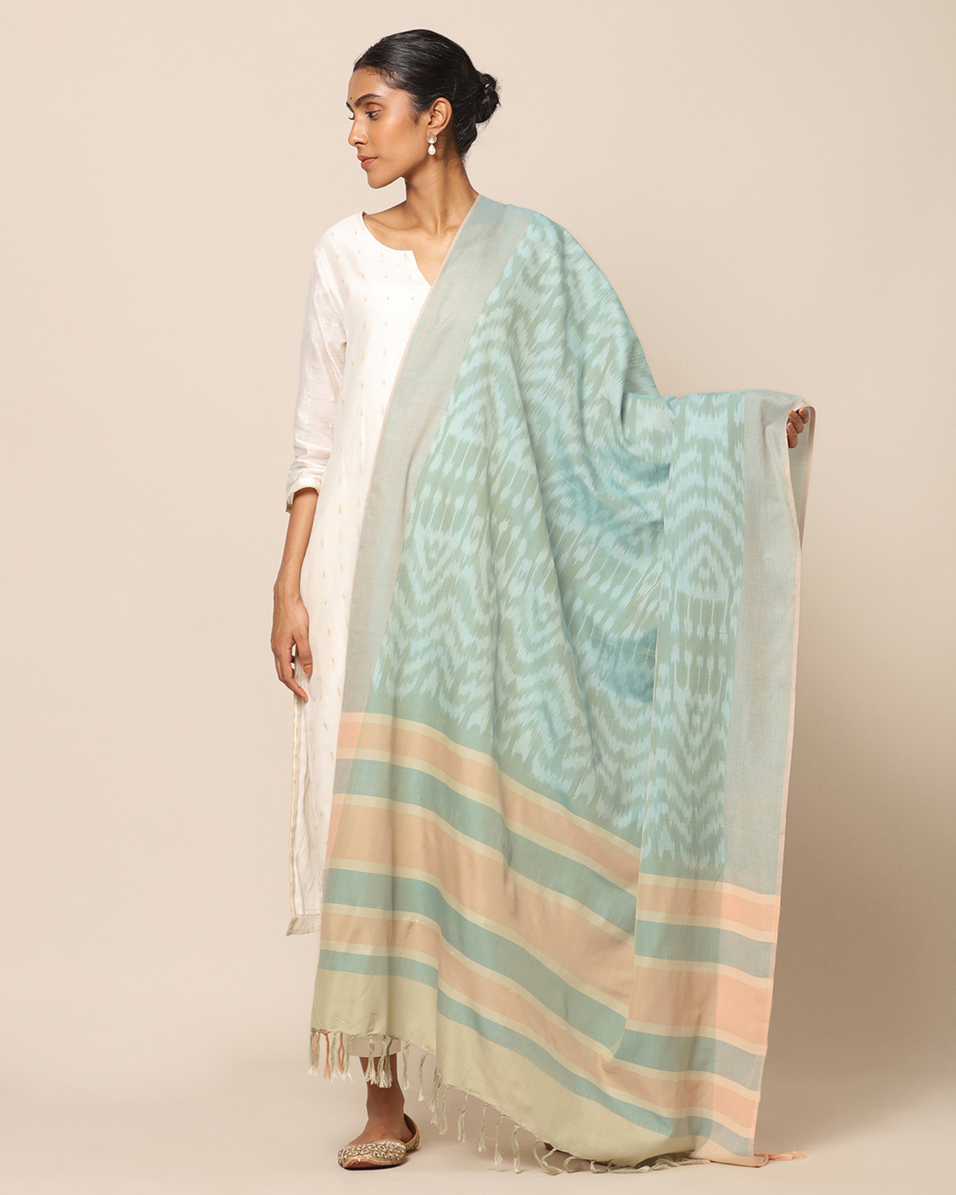 Dupa Pochampally Warp Ikat Cotton Dupatta