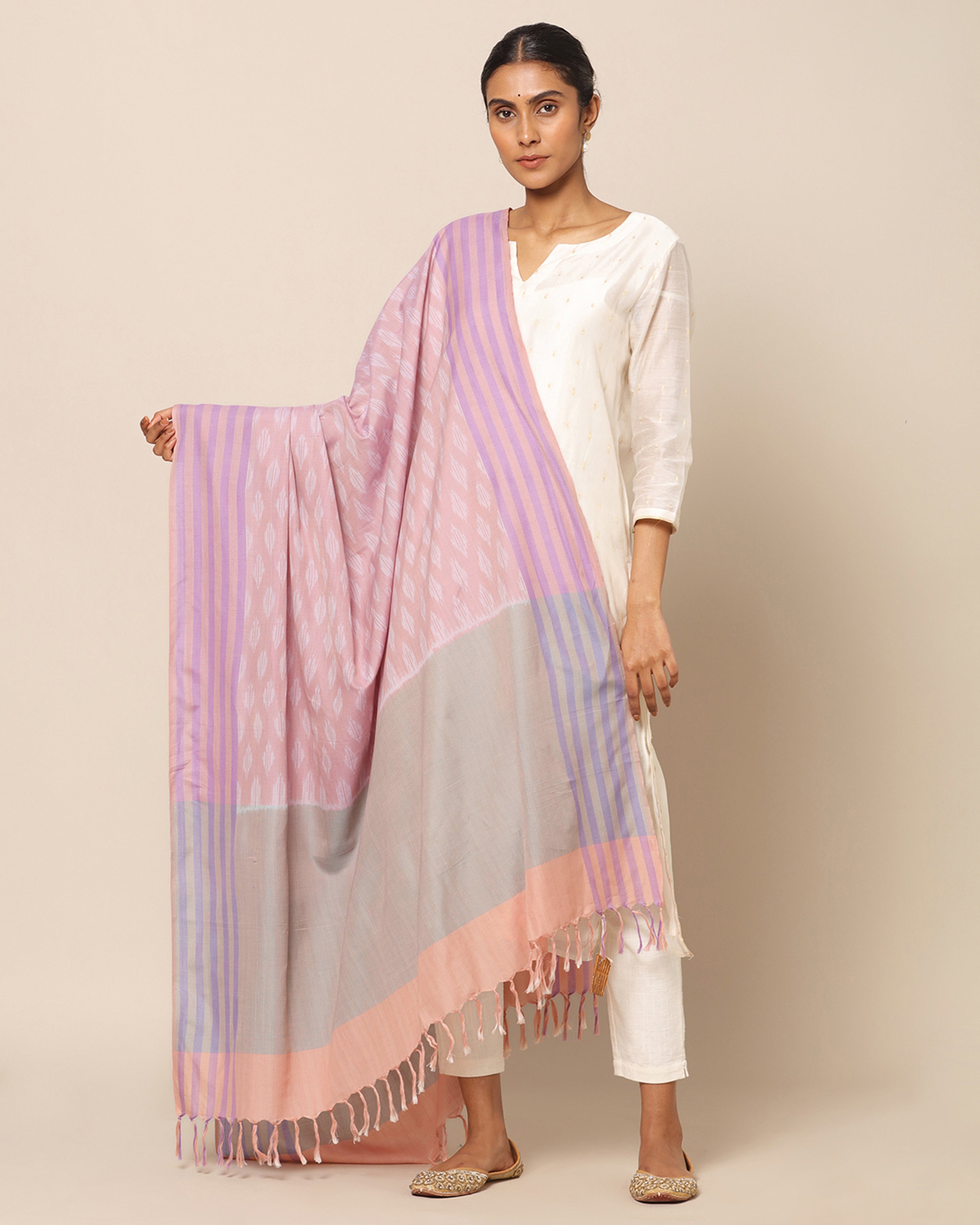 Heera Pochampally Warp Ikat Cotton Dupatta
