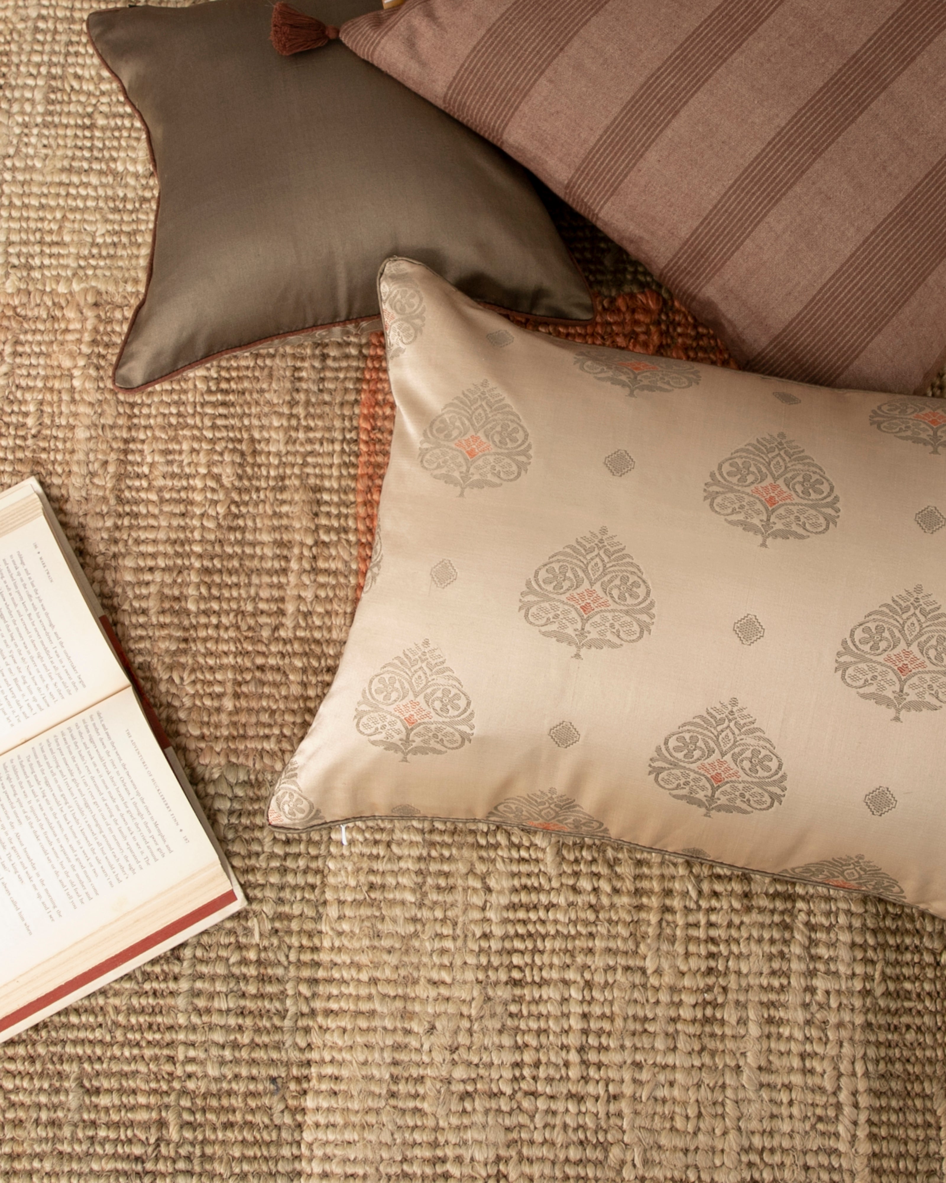 Gopi Banarasi Satin Brocade Silk Cotton Cushion Cover