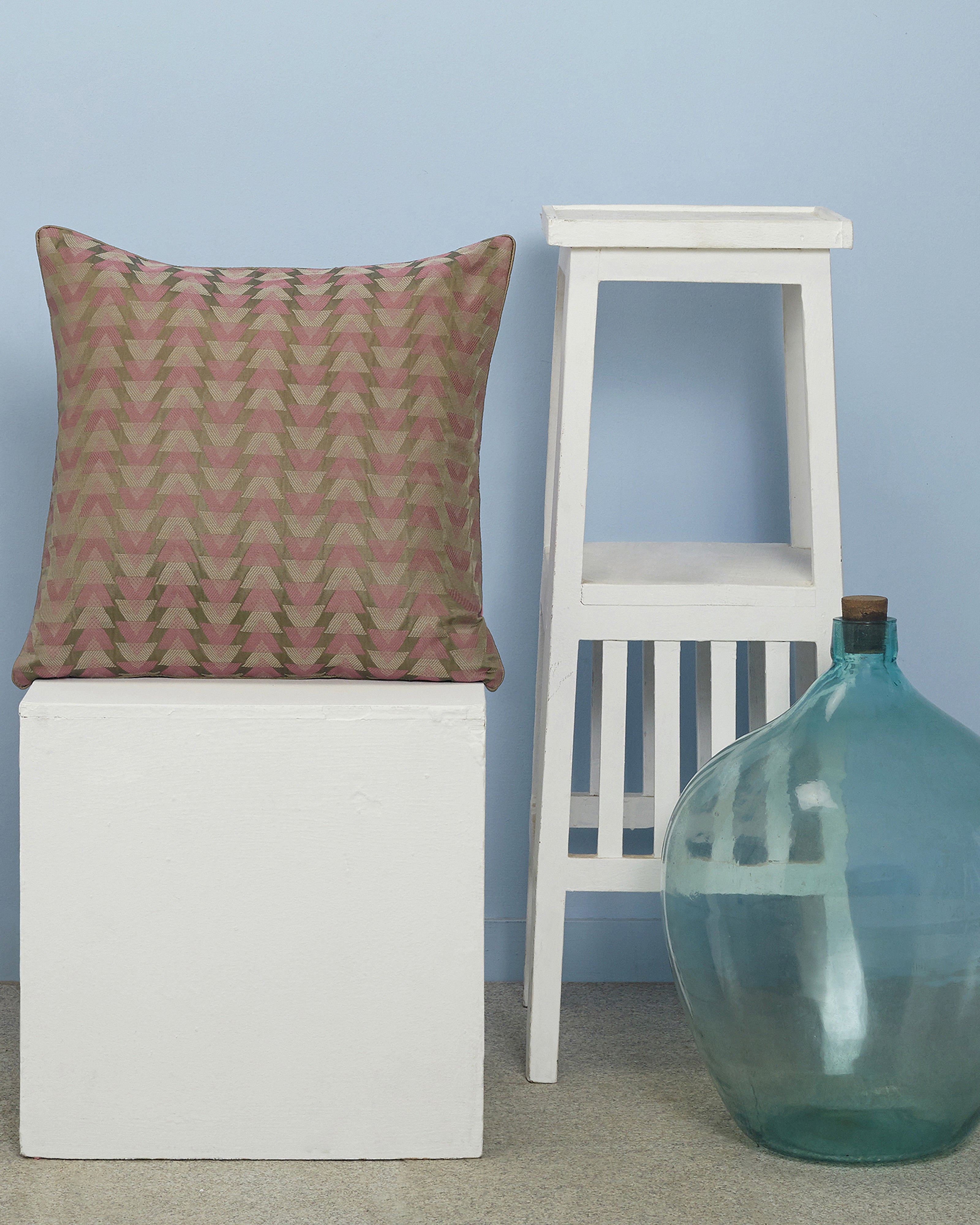 Triangle Banarasi Satin Brocade Silk Cotton Cushion Cover