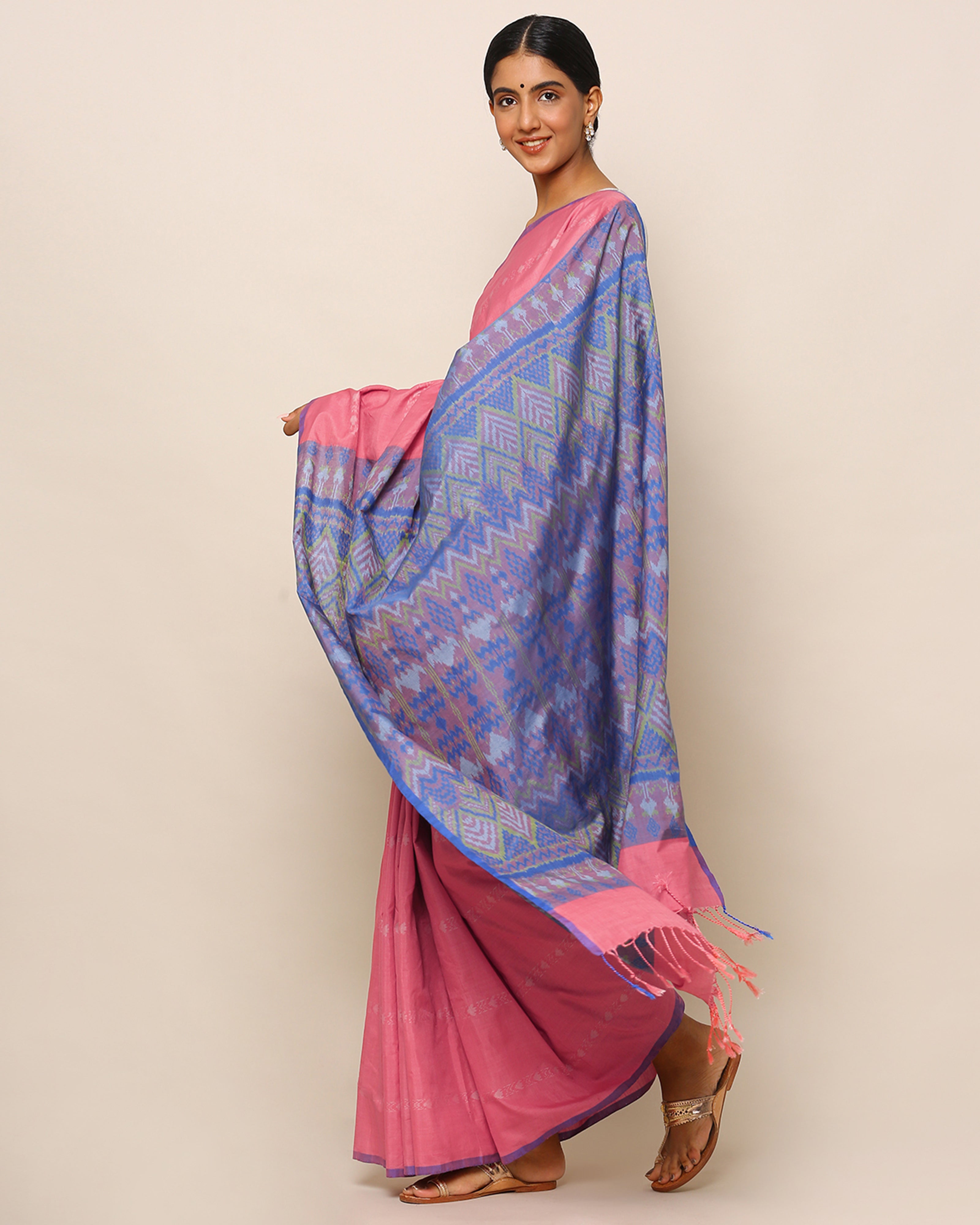 Ardha Pochampally Warp Ikat Silk Cotton Saree