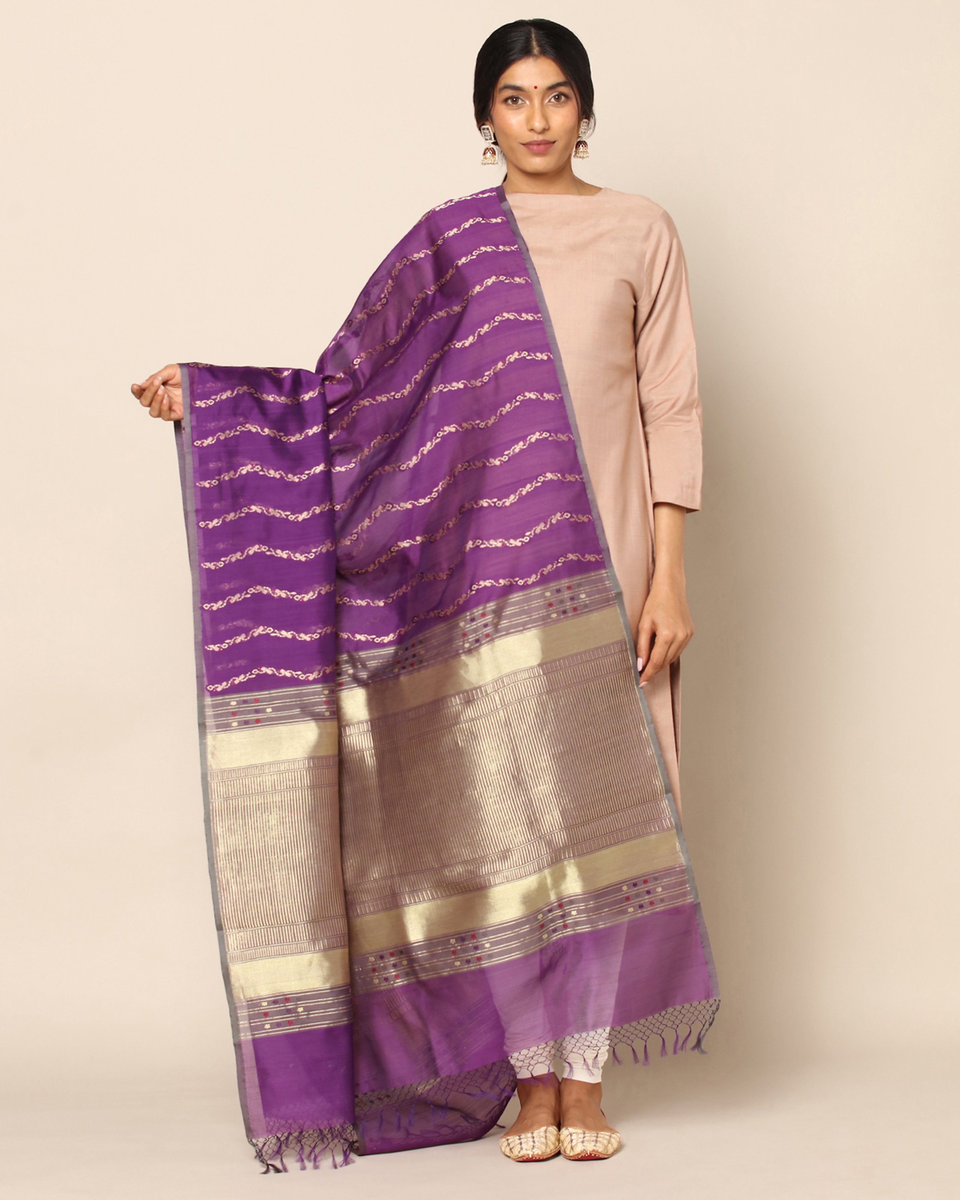 Varsha Banarasi Kadwa Silk Cotton Dupatta