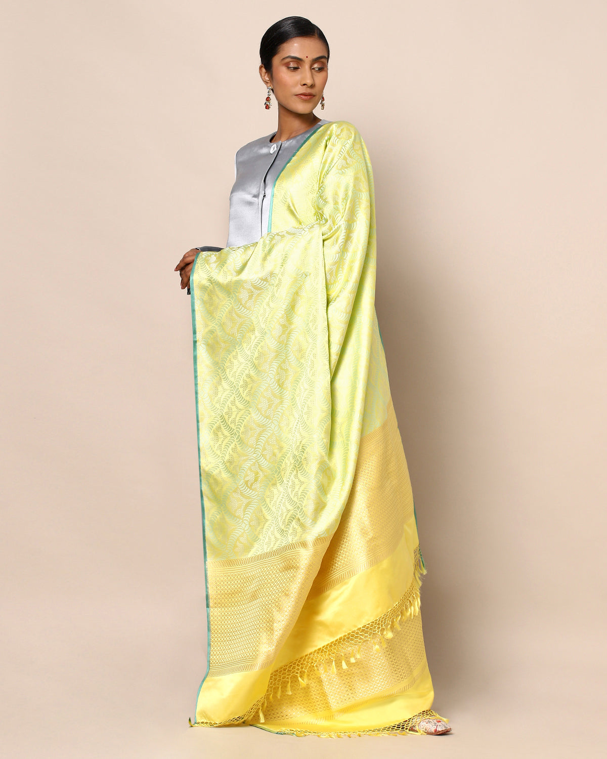 Jammu Blue Tint Banarasi Tanchoi Silk Dupatta