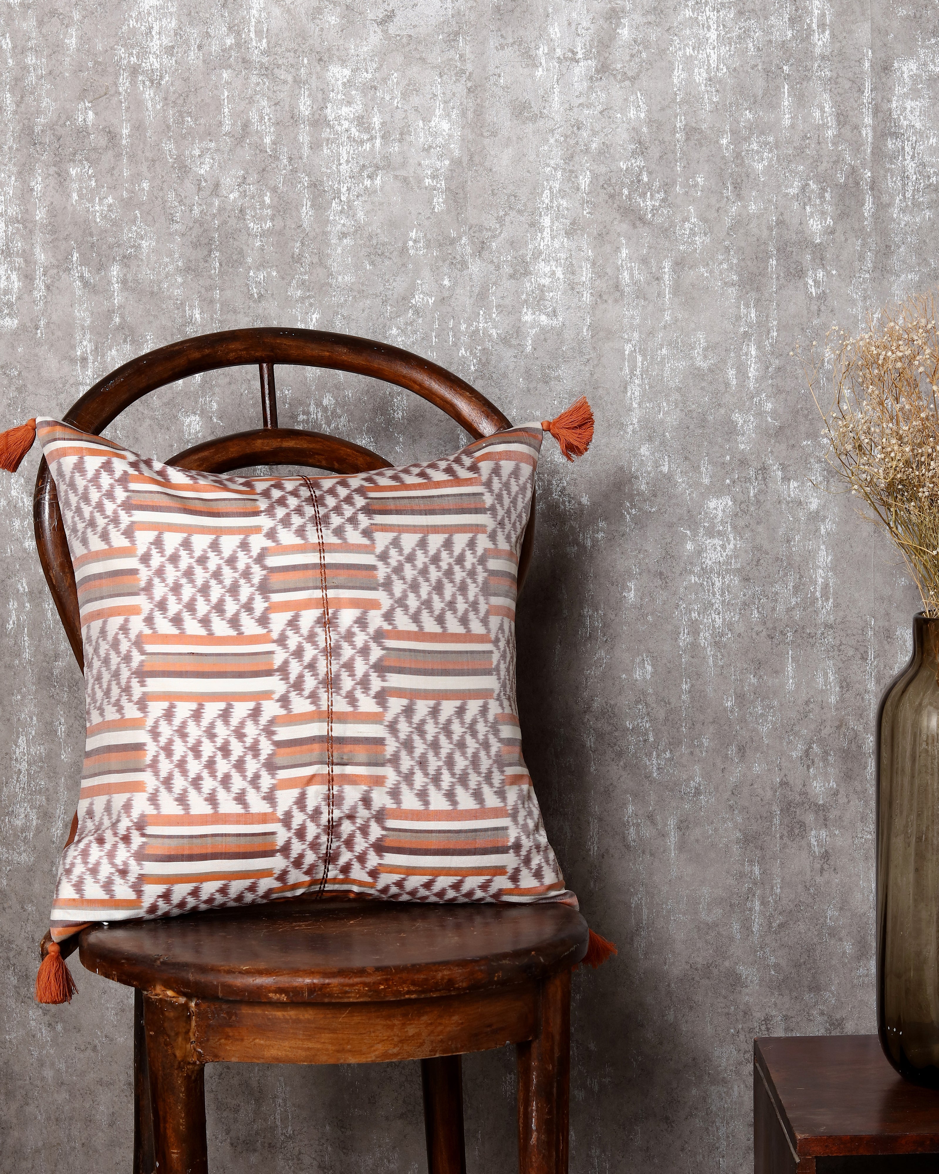 Ubangi Pochampally Weft Ikat Silk Cushion Cover