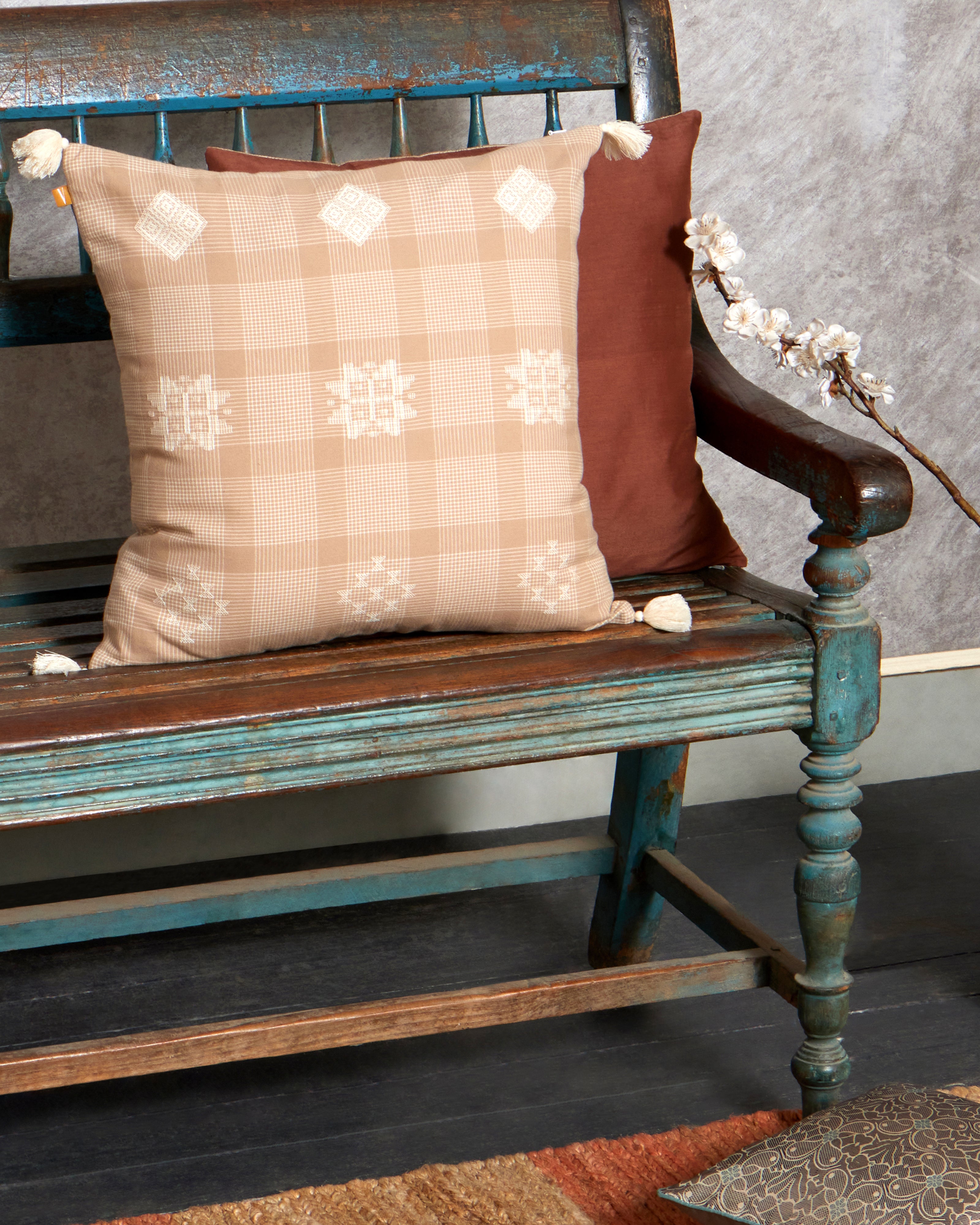 Hessian Bhujodi Extra Weft Cotton Cushion Cover