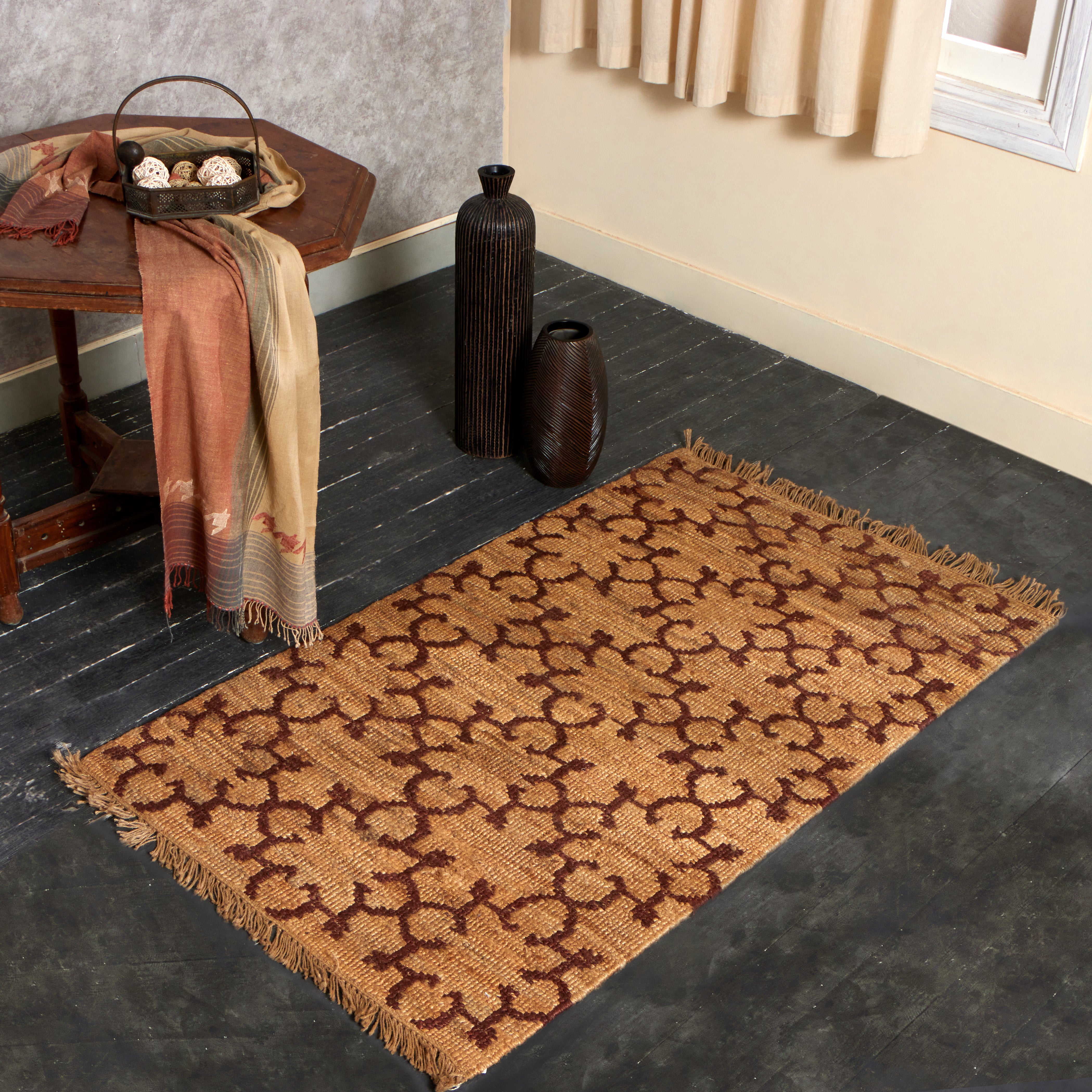 Fret Bhadohi Soumak Jute Rug