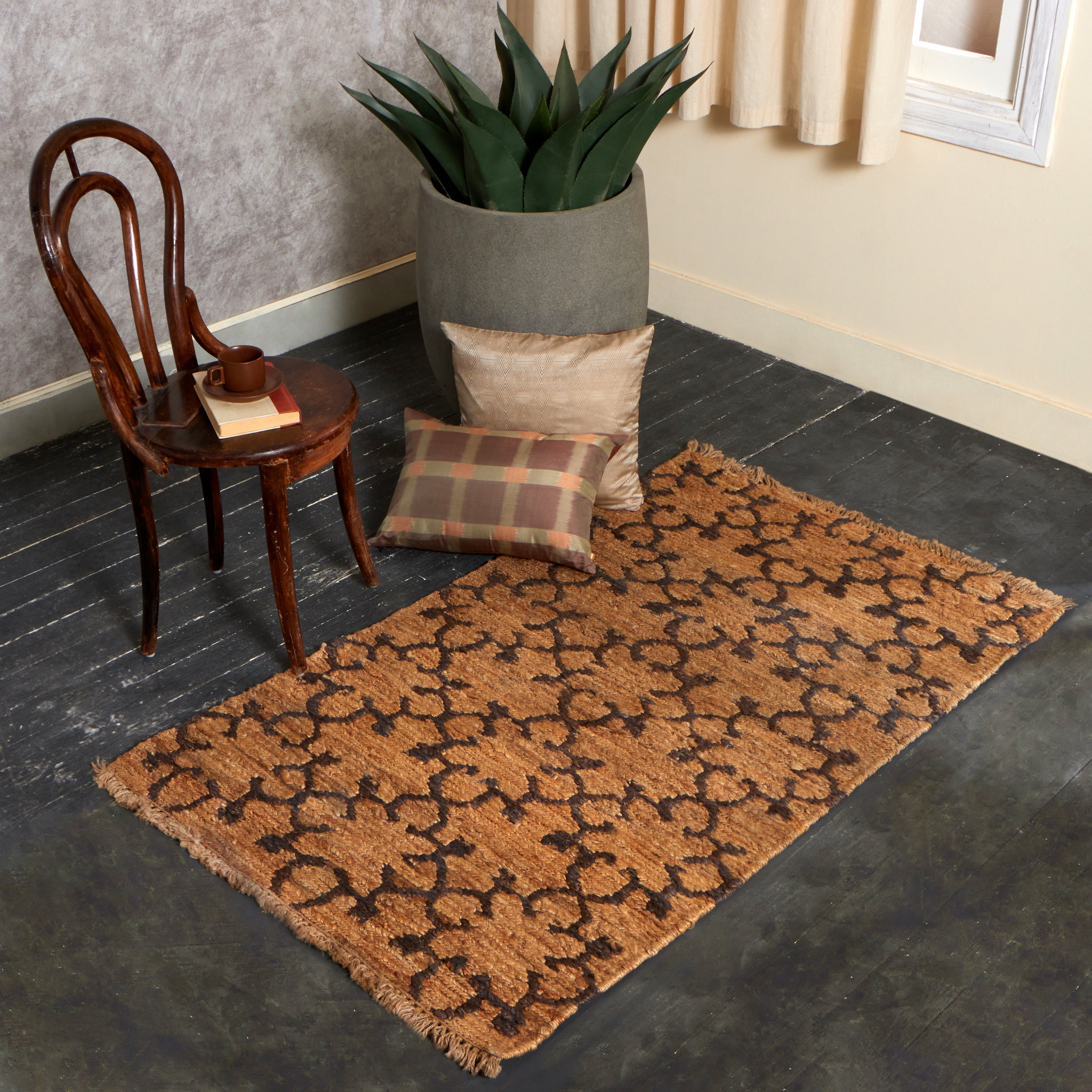 Fret Bhadohi Soumak Jute Rug