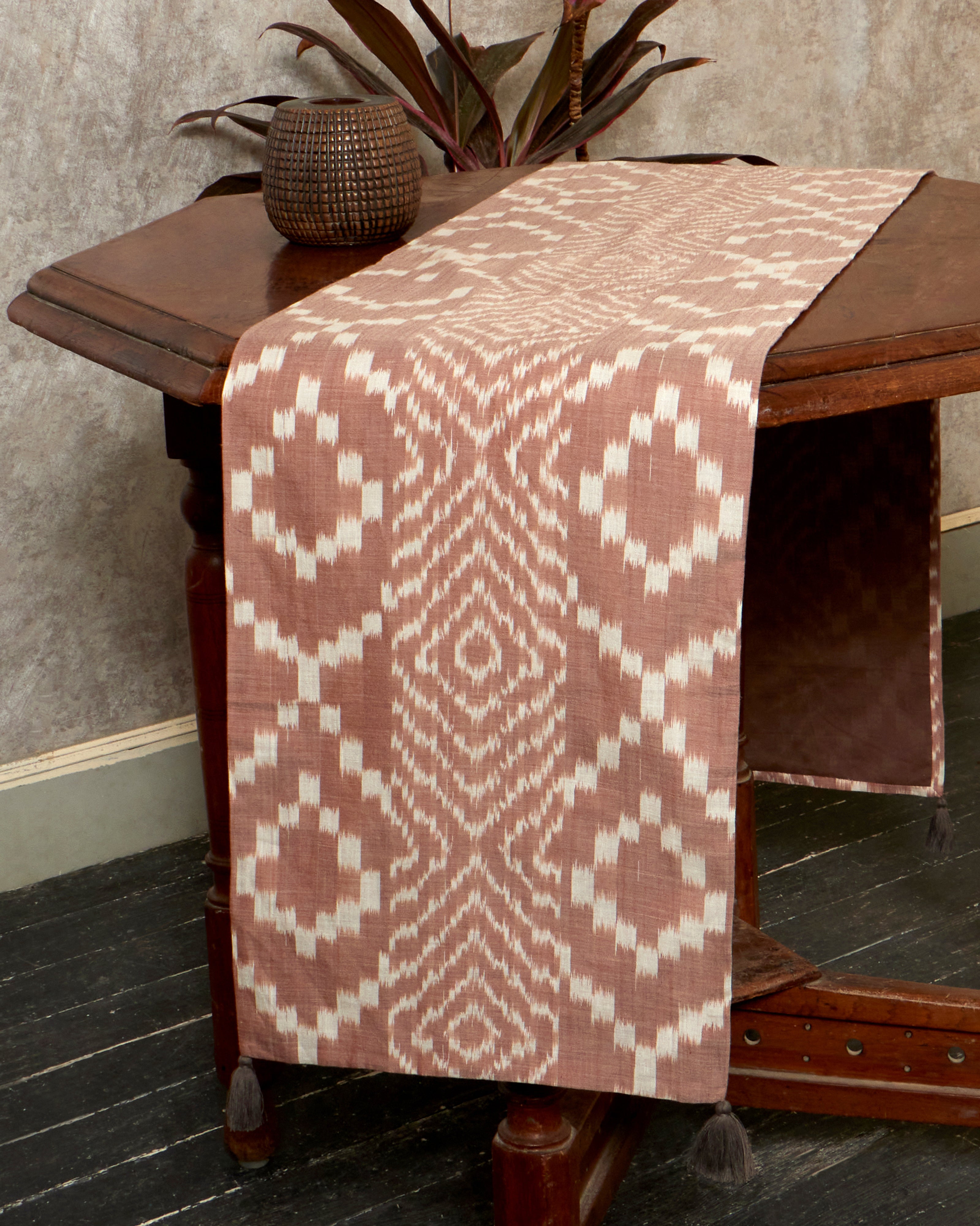 Stria Pochampally Warp Ikat Cotton Table Runner