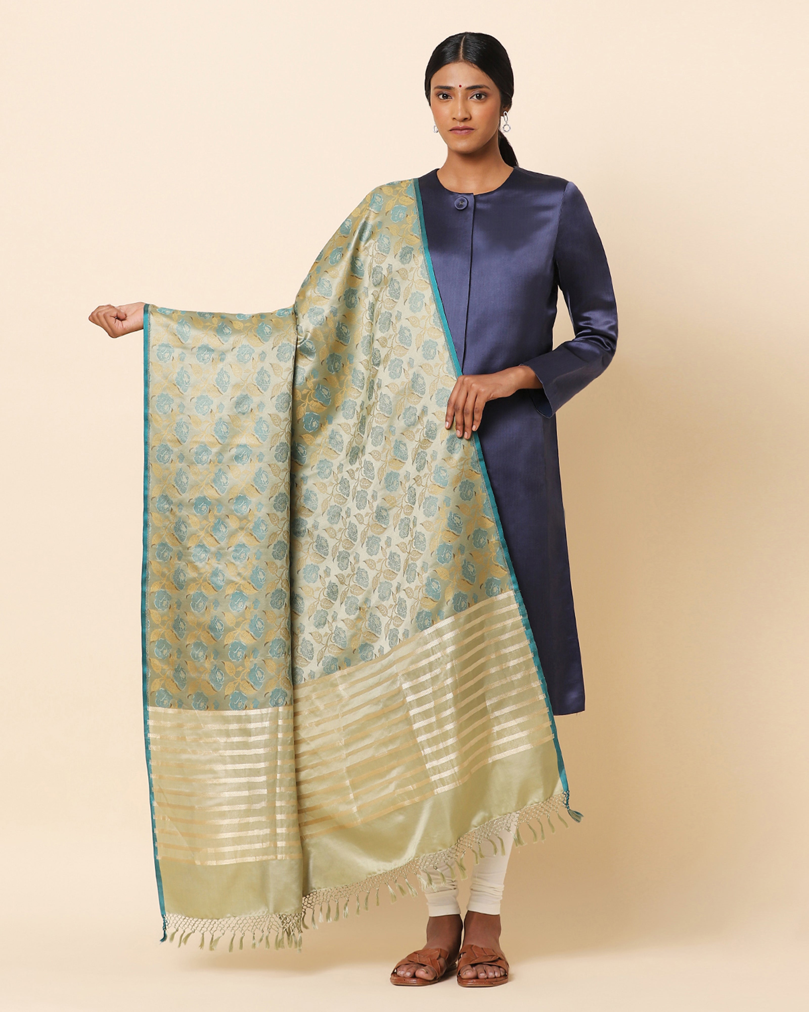 Ahil Banarasi Tanchoi Silk Dupatta