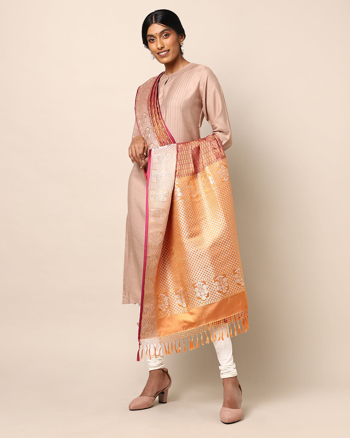 Mihrab Banarasi Tanchoi and Kadwa Silk Dupatta