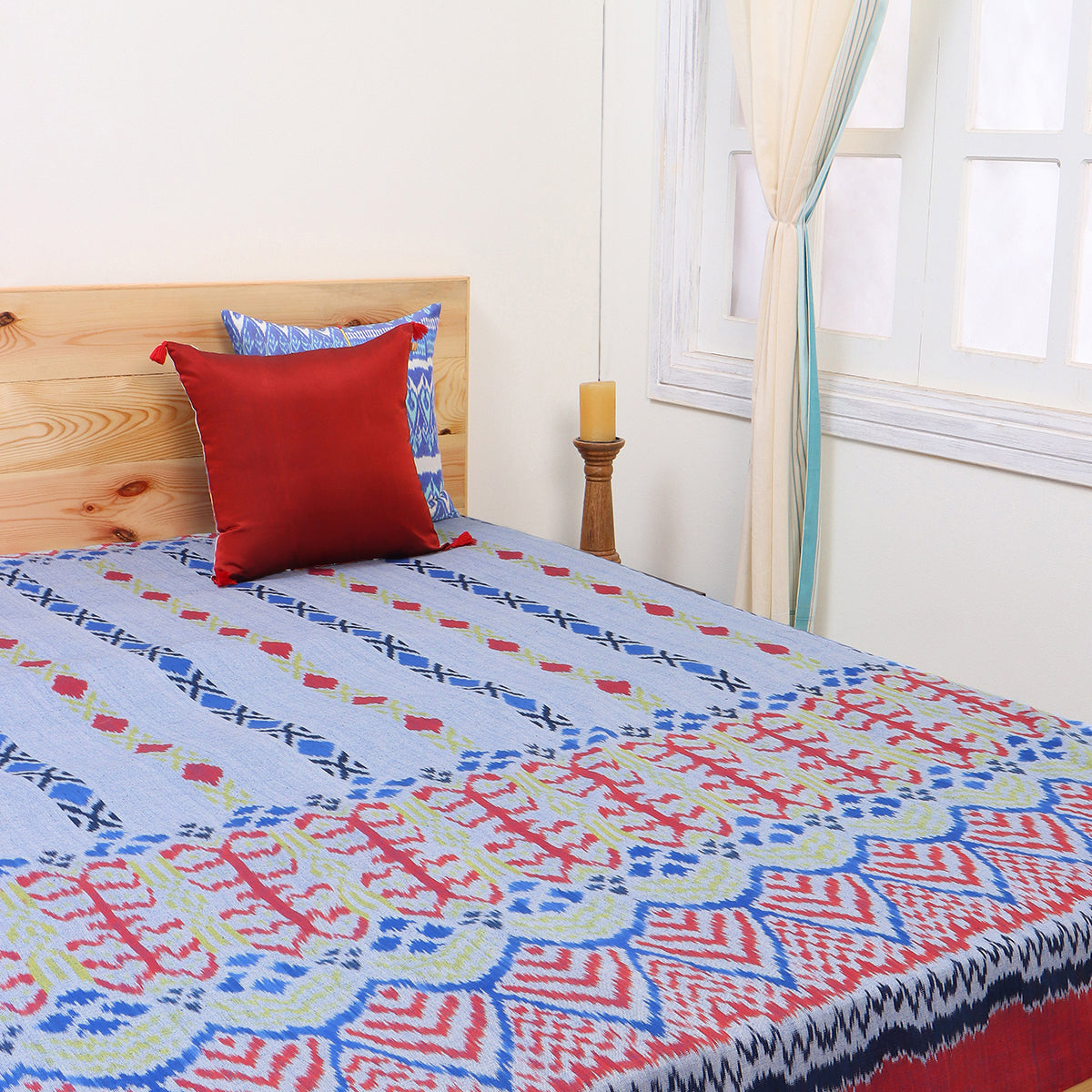 Zohra Pochampally Warp Ikat CottonDouble Bed Cover