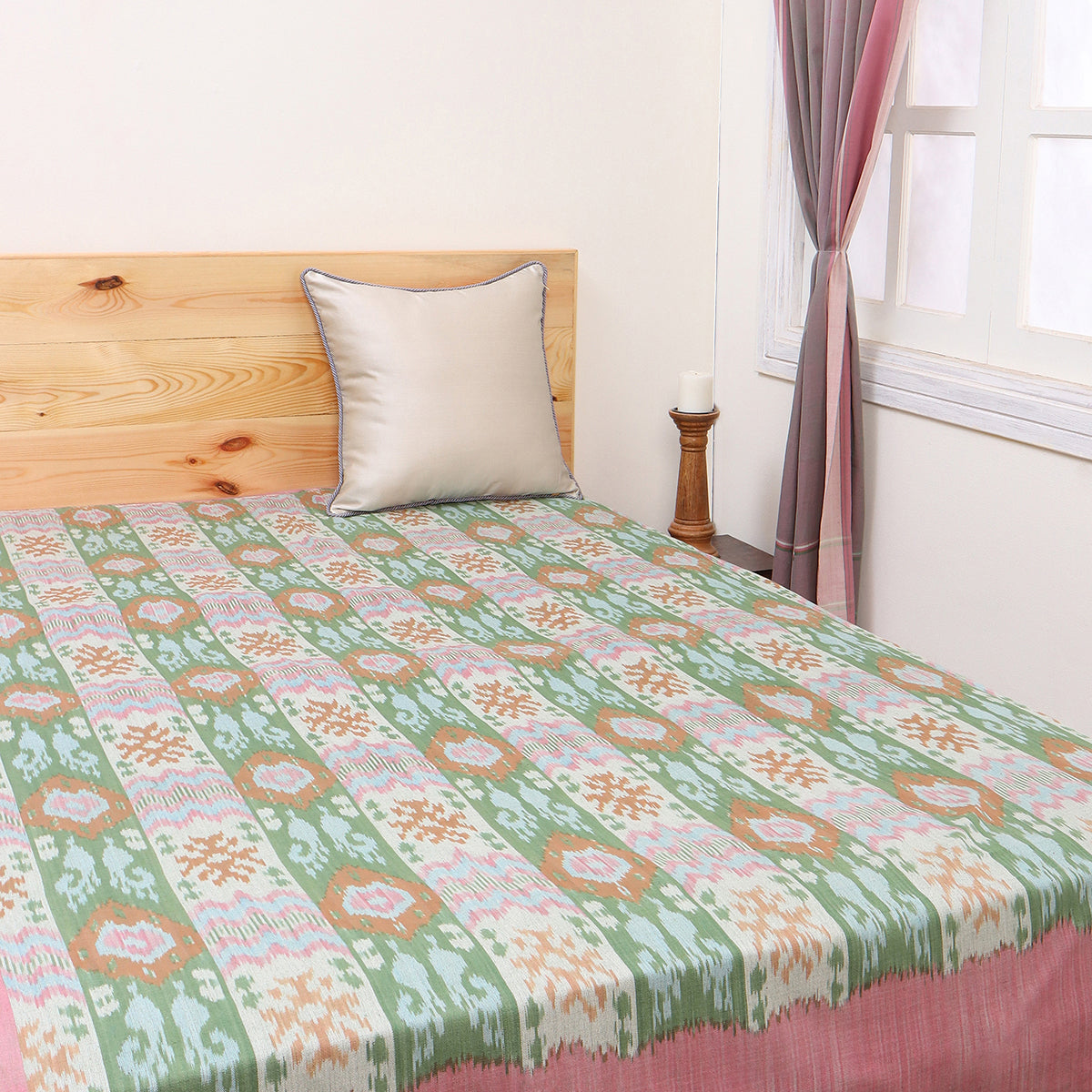 Roona Pochampally Warp Ikat Cotton Single Bed Cover