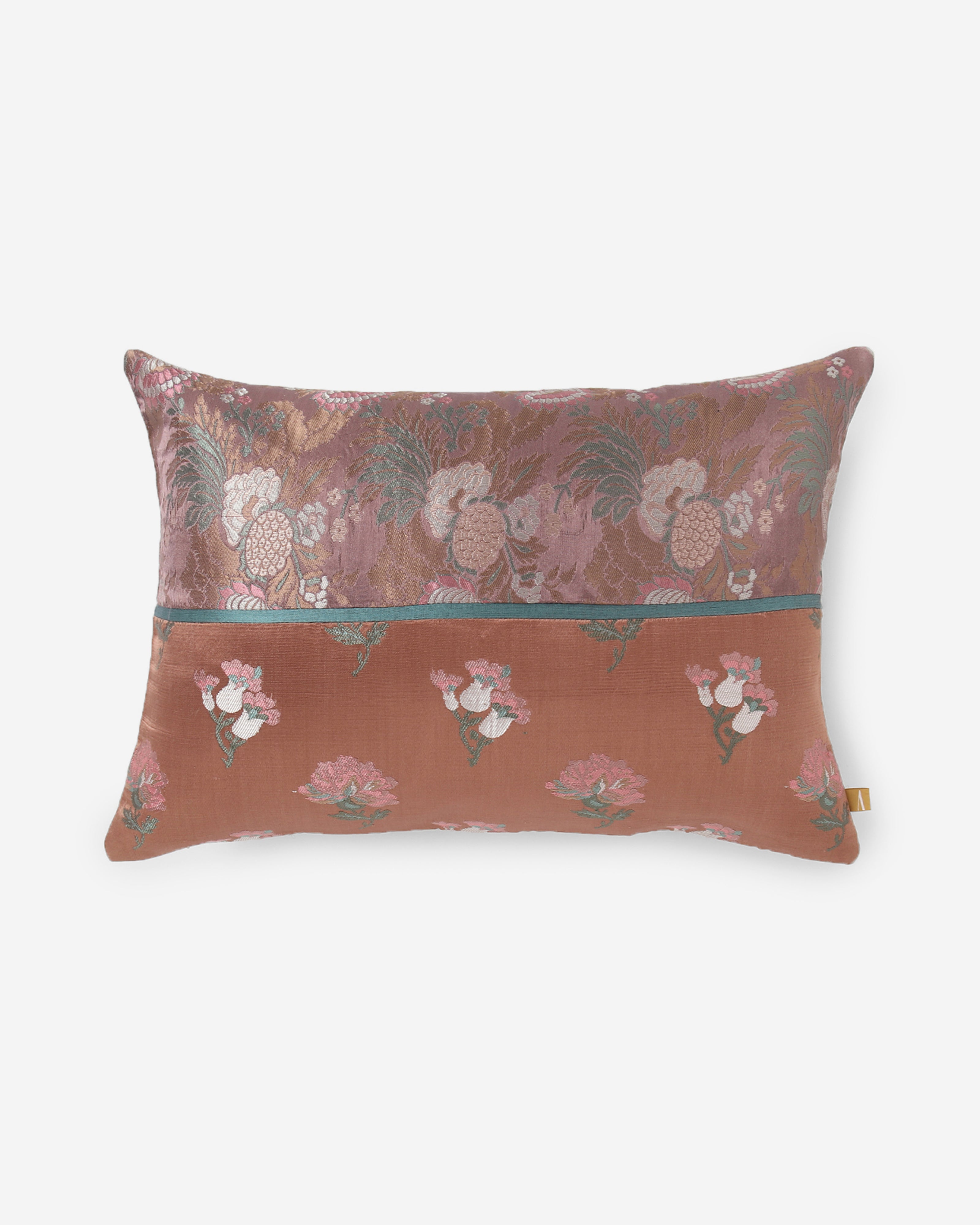 Alam Banarasi Satin Brocade and Gyasar Silk Cushion Cover