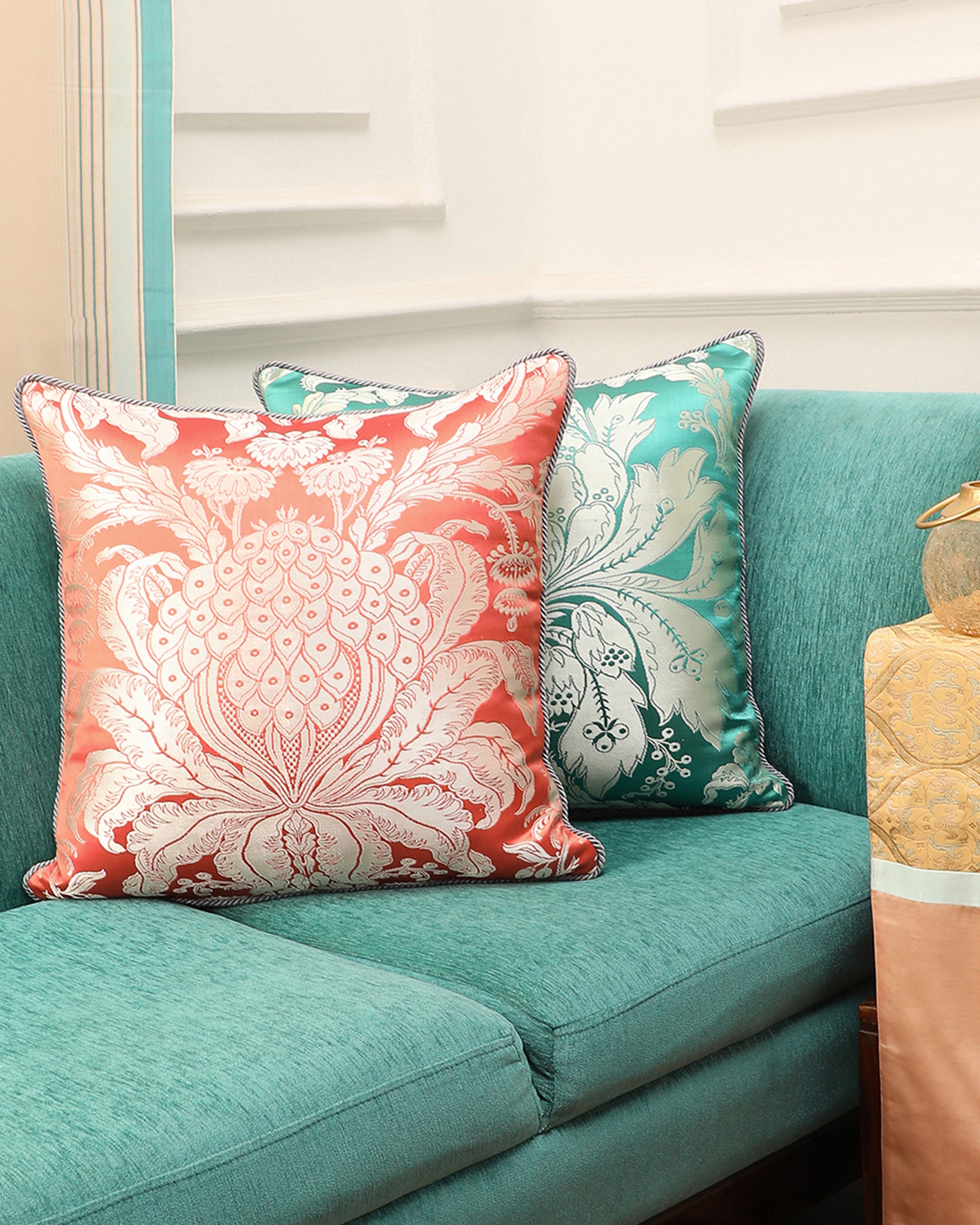 Madhavi Banarasi Gyasar Silk Cushion Cover