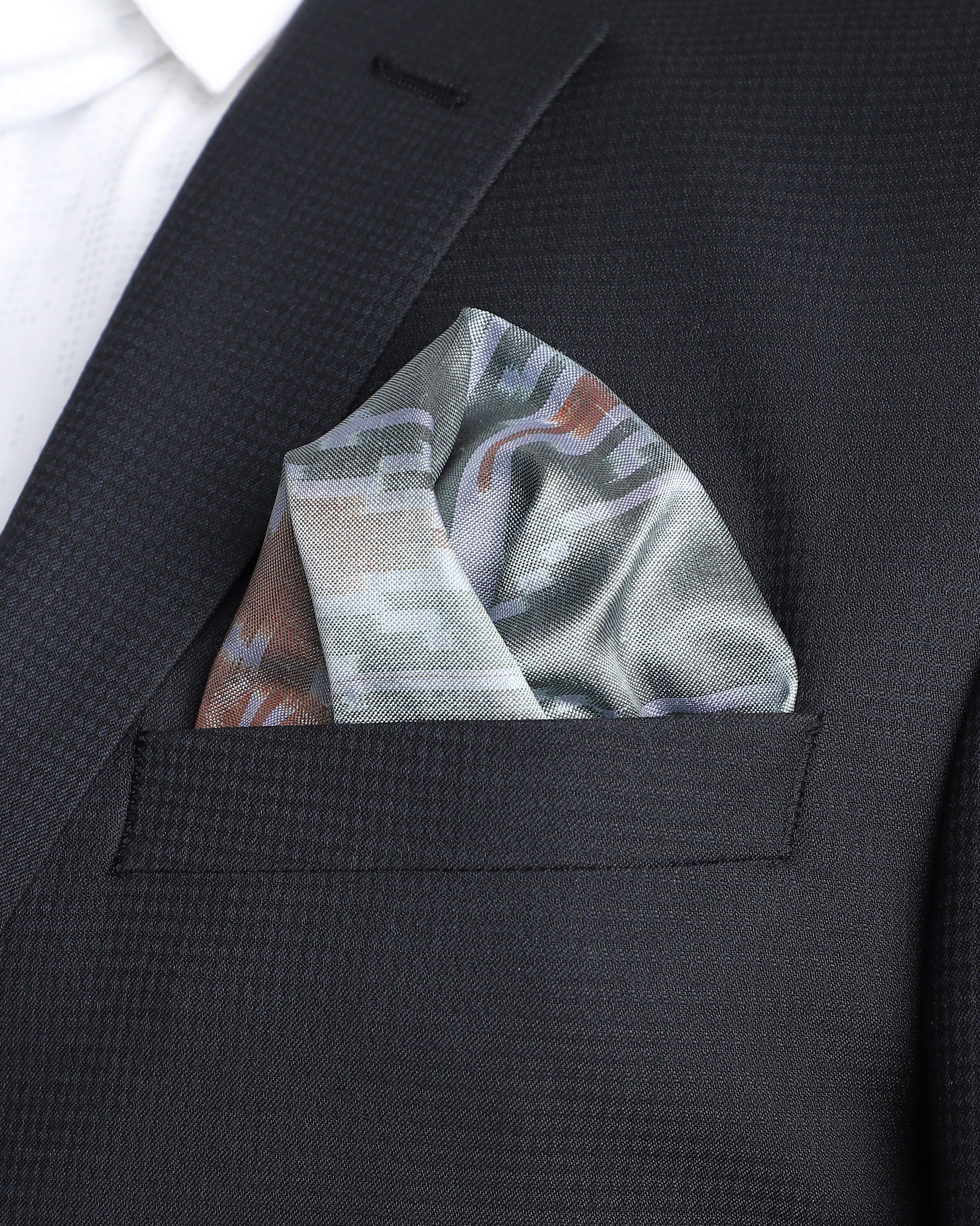 Calliope Pochampally Warp Ikat Silk Pocket Square