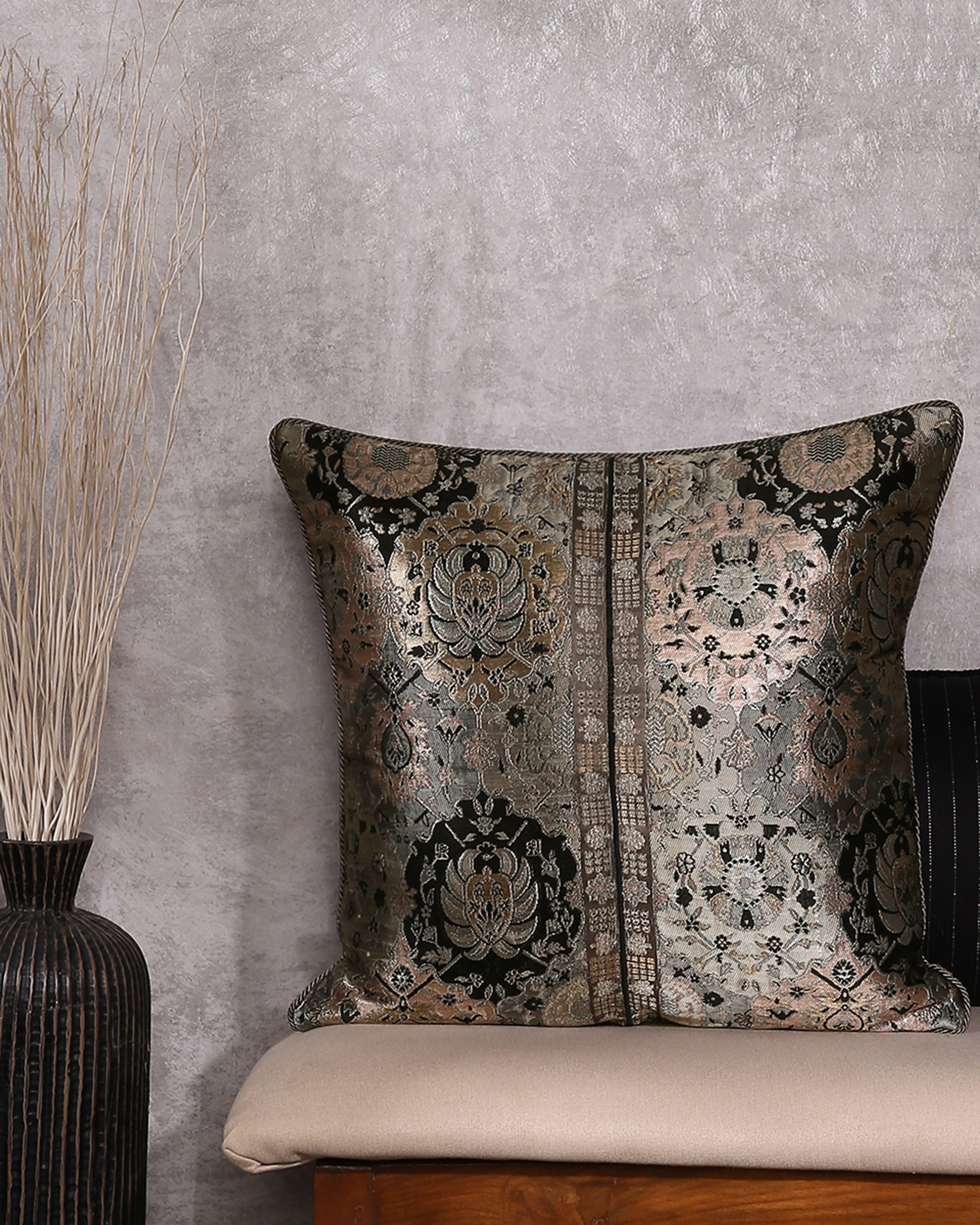 Suzani Banarasi Gyasar Silk Cushion Cover