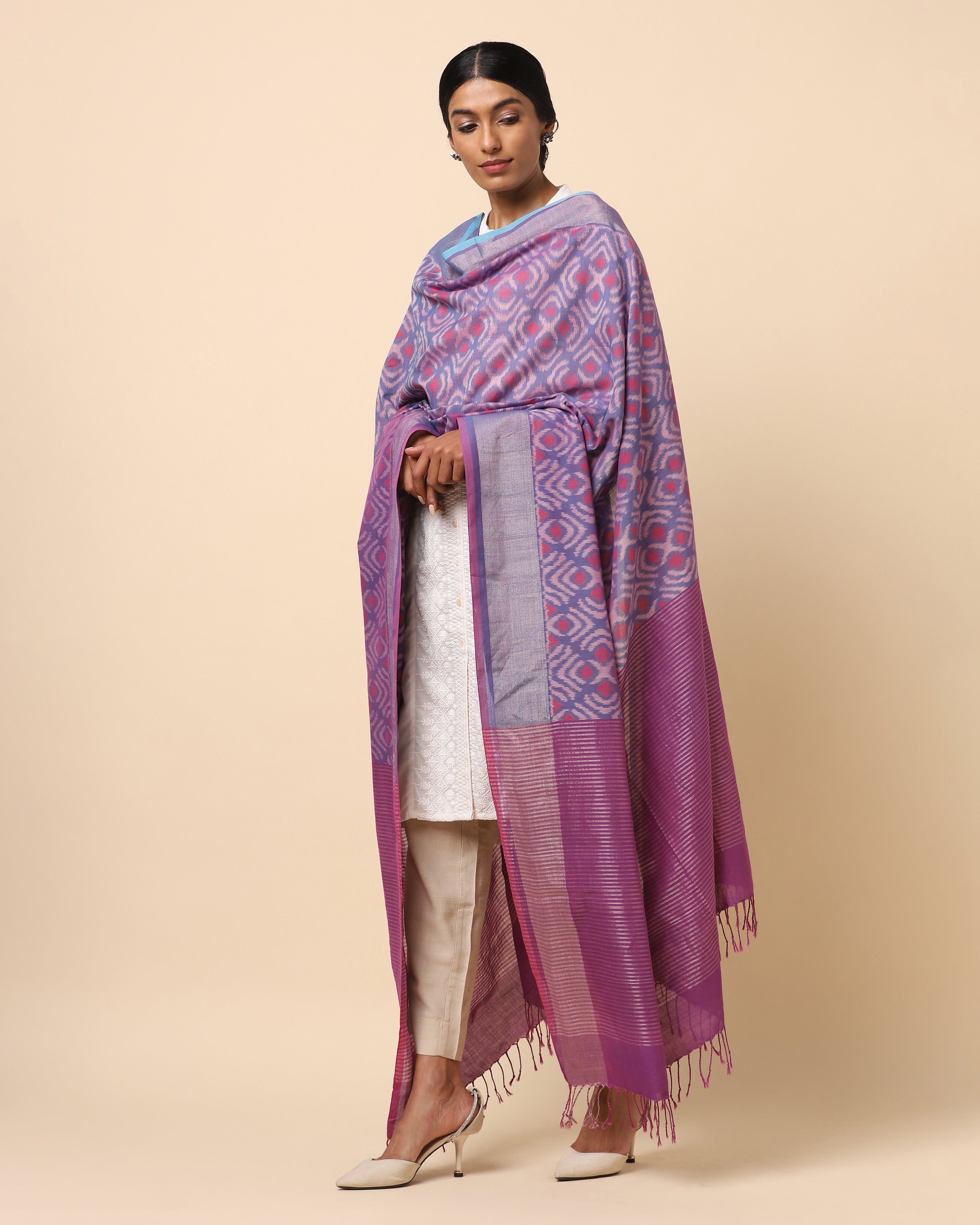Ishana Pochampally Weft Ikat Cotton Dupatta
