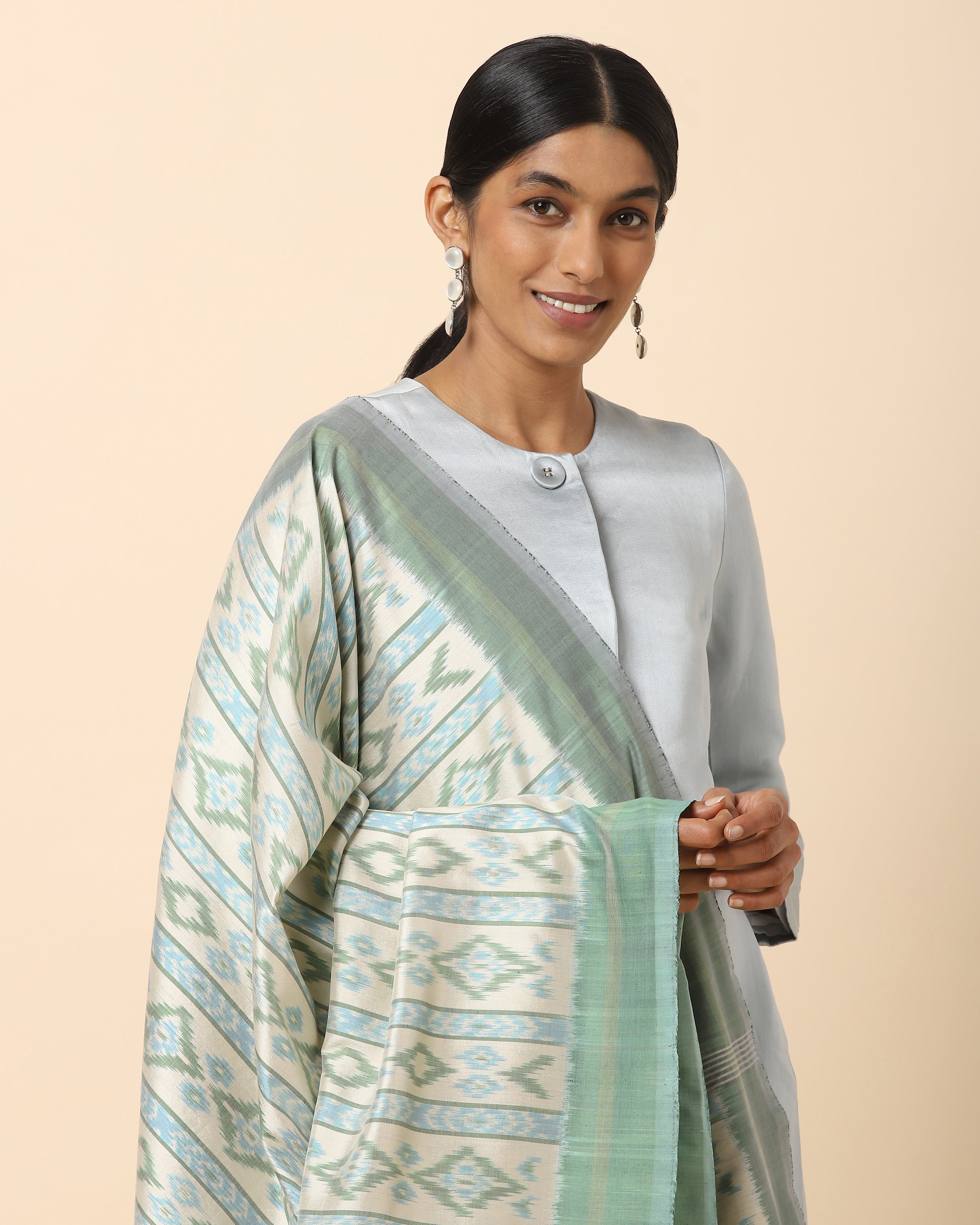 Yaashee Pochampally Weft Ikat Cotton Silk Dupatta