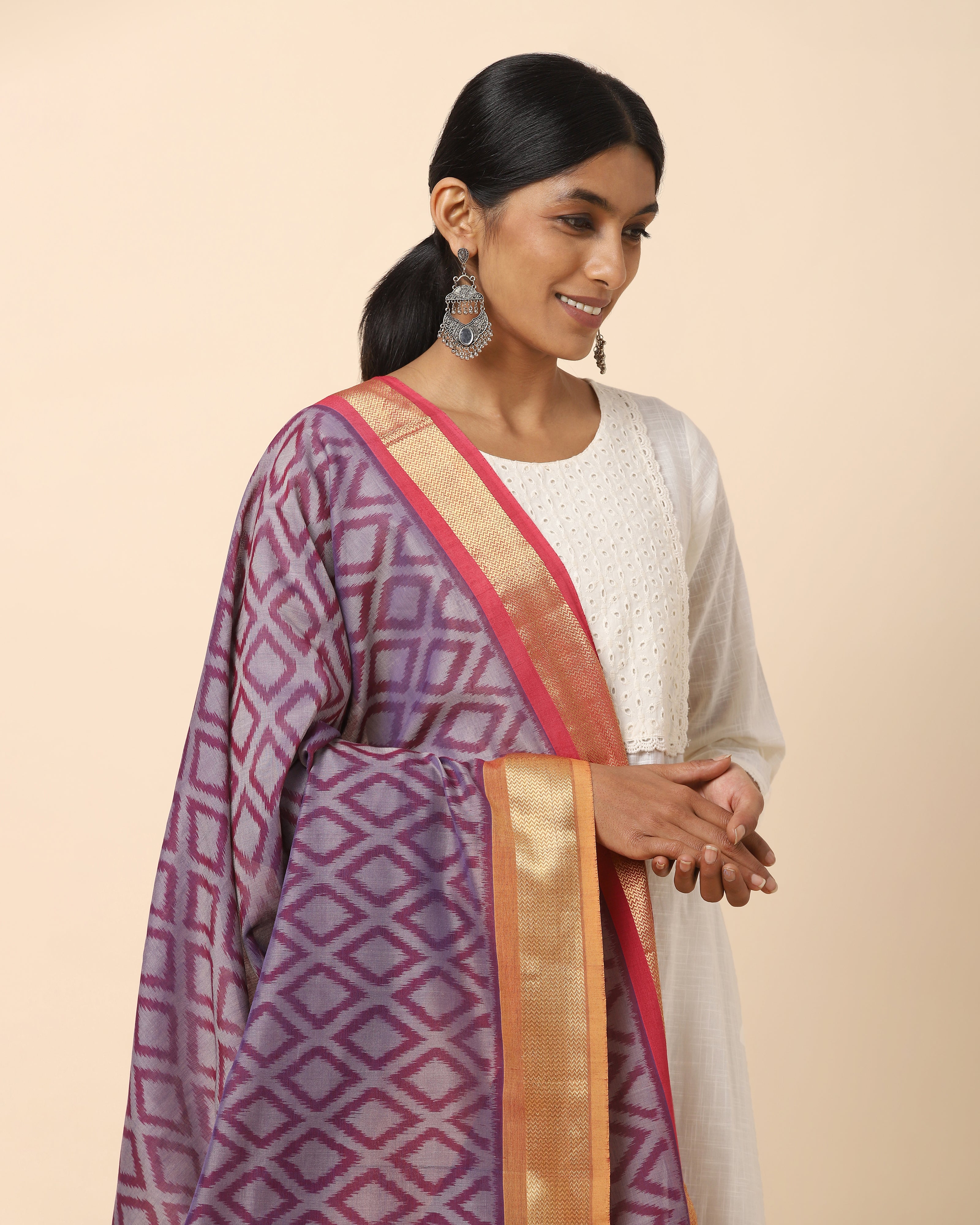 Gheethi Pochampally Weft Ikat Cotton Dupatta