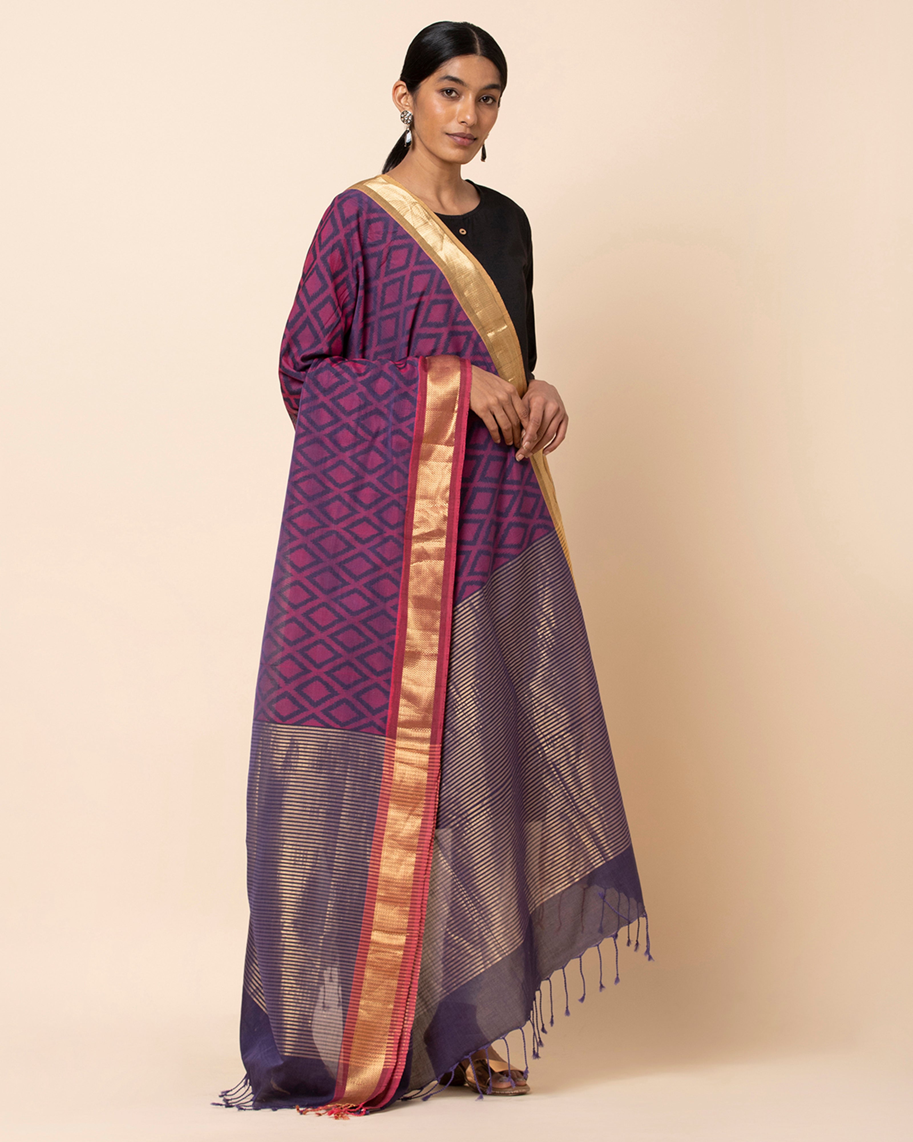 Gheethi Pochampally Weft Ikat Cotton Dupatta