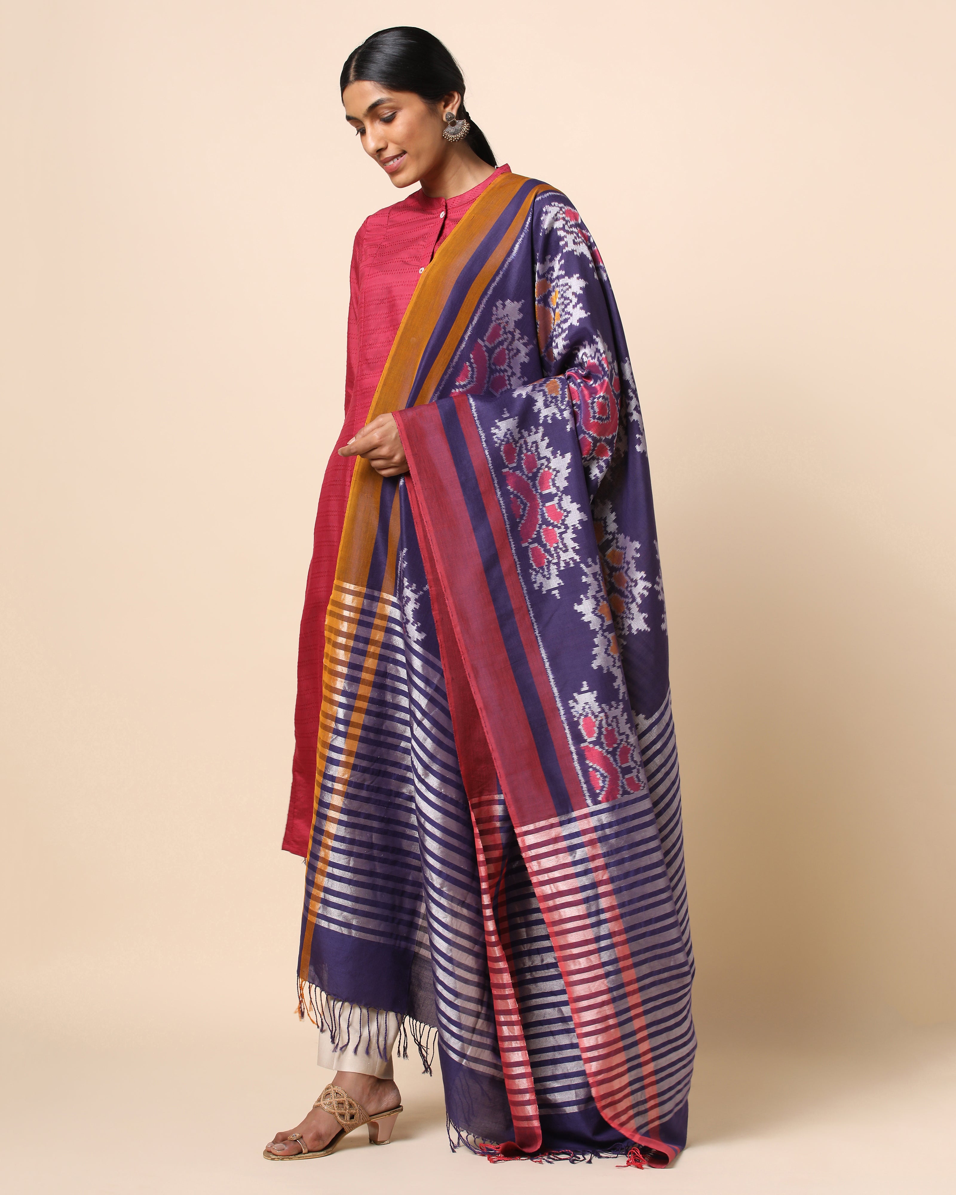 Urvija Pochampally Weft Ikat Cotton Dupatta