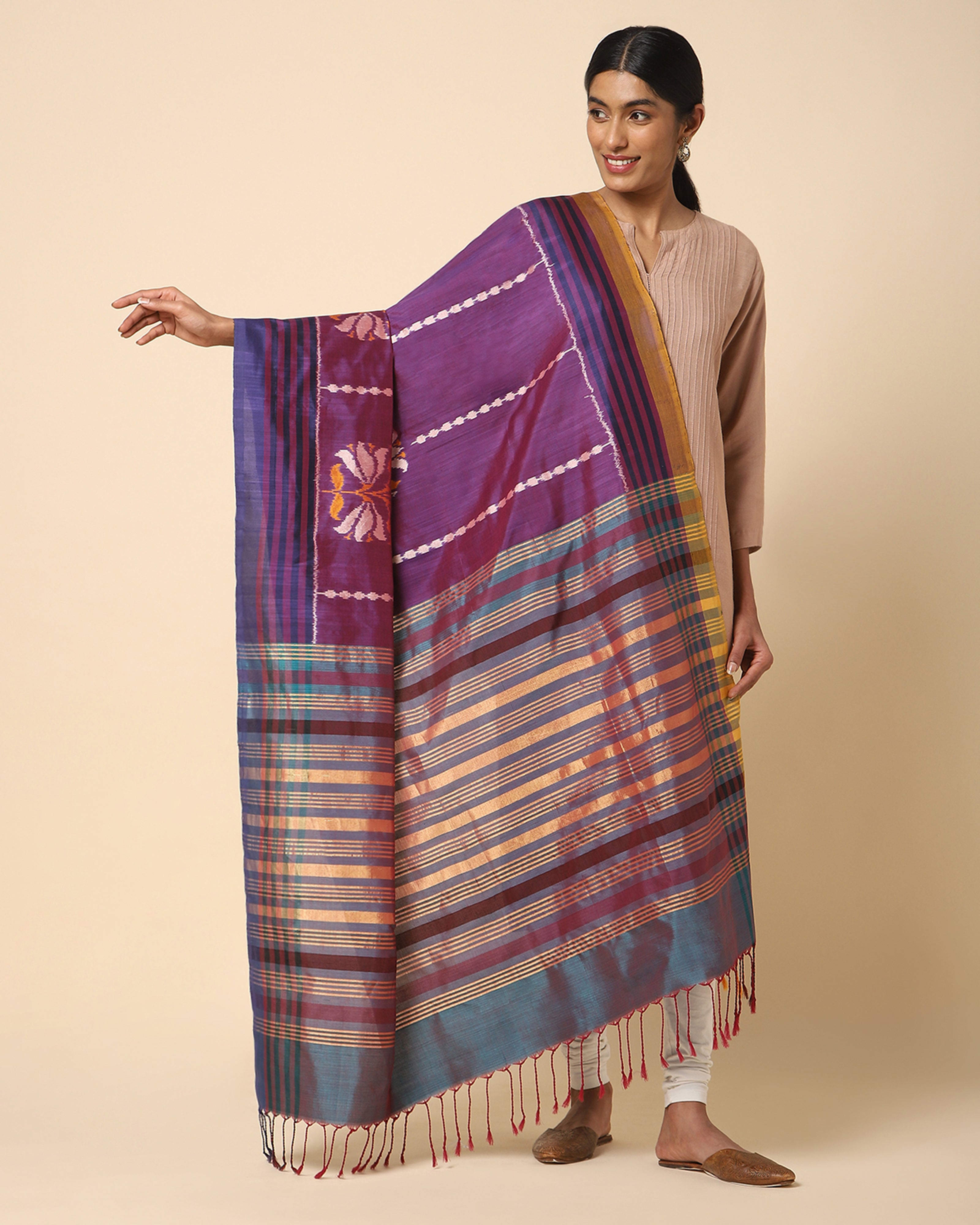 Pavani Pochampally Weft Ikat Cotton Silk Dupatta