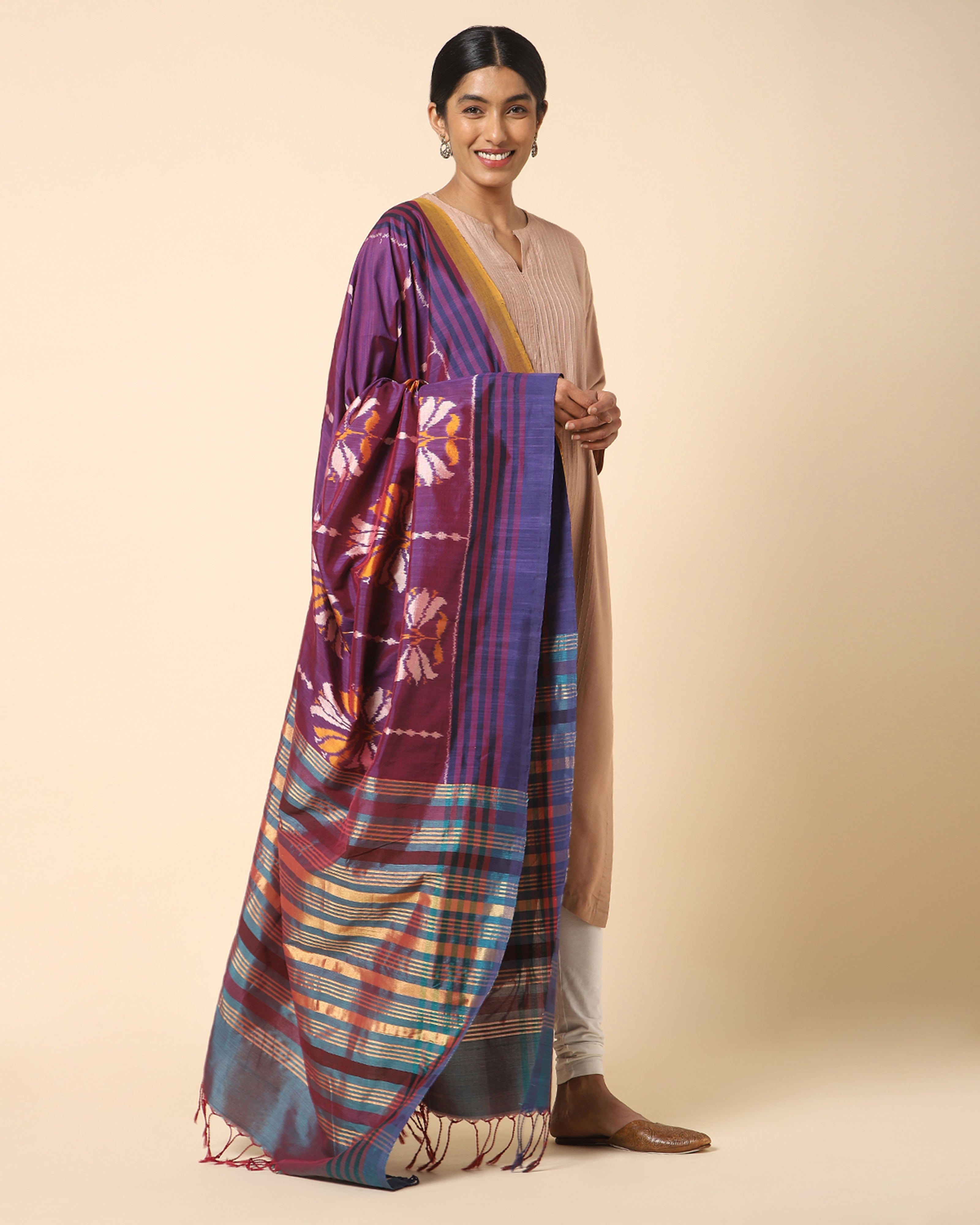 Pavani Pochampally Weft Ikat Cotton Silk Dupatta